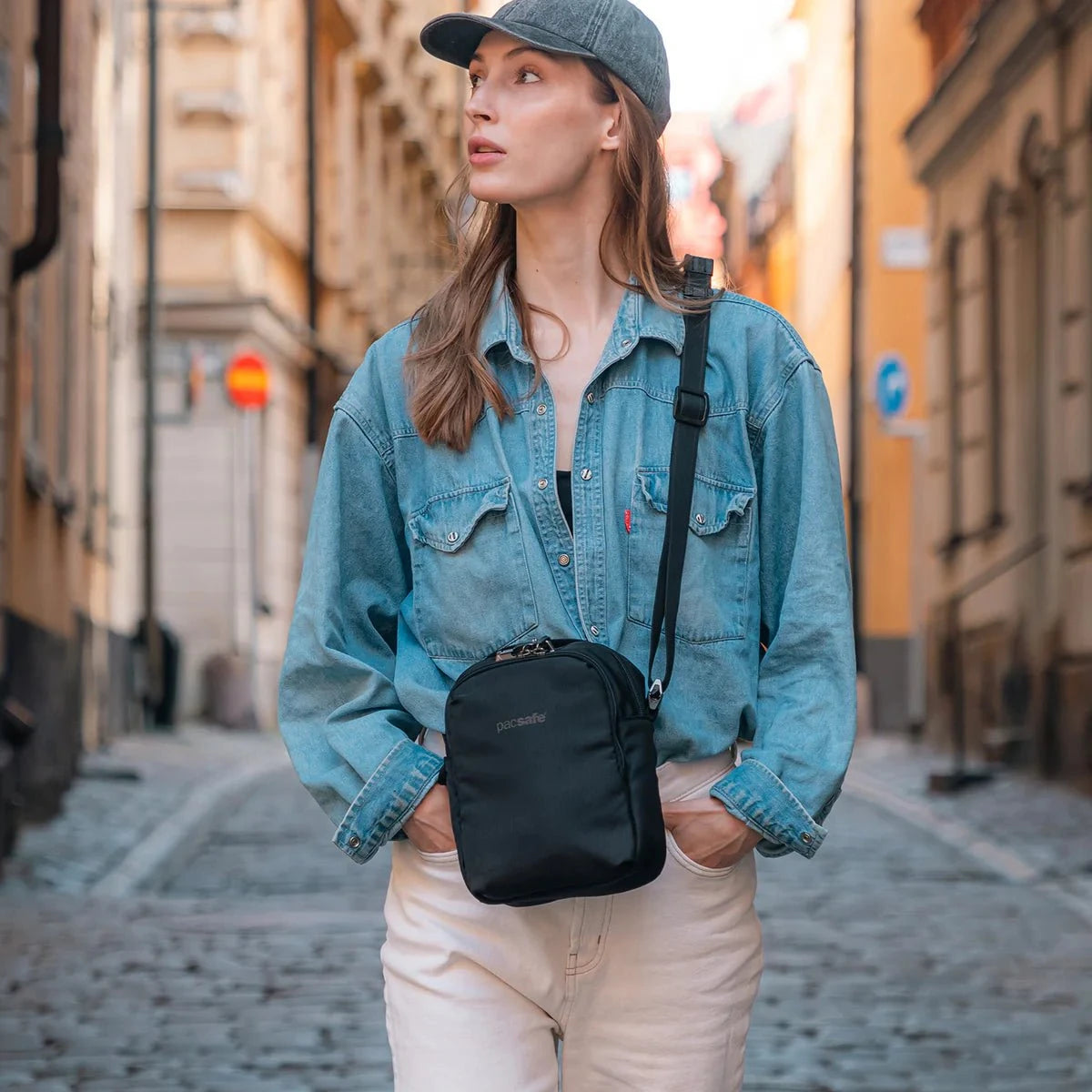 Pacsafe V Anti-Theft Crossbody Bag - Secure Travel & Everyday Use for Women & Men | RFID Protection, Slash-Resistant Straps | Perfect for Commuting, Shopping & Sightseeing