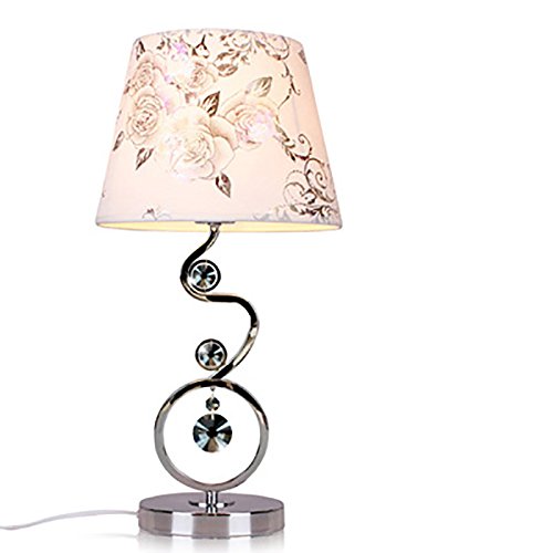 Modern Crystal Table Lamp - Simple & Elegant Bedside Lighting for Bedroom, Living Room, or Office - TOYM US Fabric Lampshade with Pastoral Korean Design