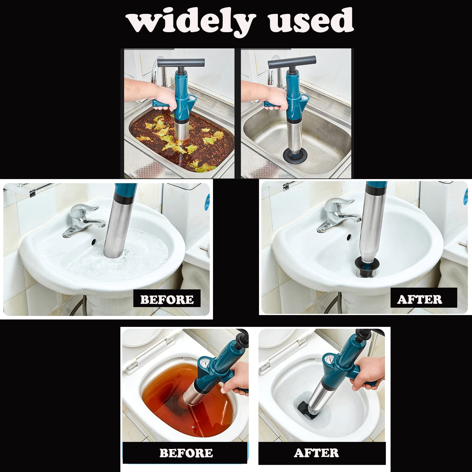 **Powerful Manual Air Pressure Toilet Drain Blaster Plunger - High Pressure Dredge Tool for Clogged Toilet, Sink, Bathroom & Kitchen Floor Drain - Ideal for Sewer Pipe and Plumbing Cleaning**    *(Perfect for Home, RV, and Commercial Use - Quickly Unclog Drains Without Harsh Chemicals!)*