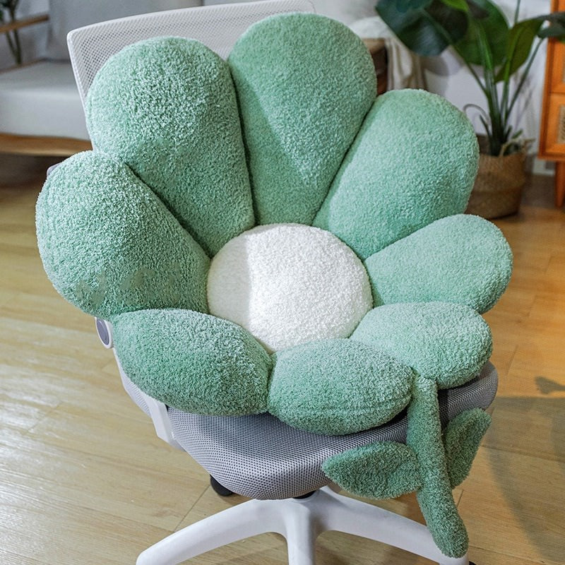 Soft Daisy Flower Plush Seat Cushion - Comfortable Round Chair Pad for Office, Living Room & Car - Home Decor & Back Support (18 Inch)