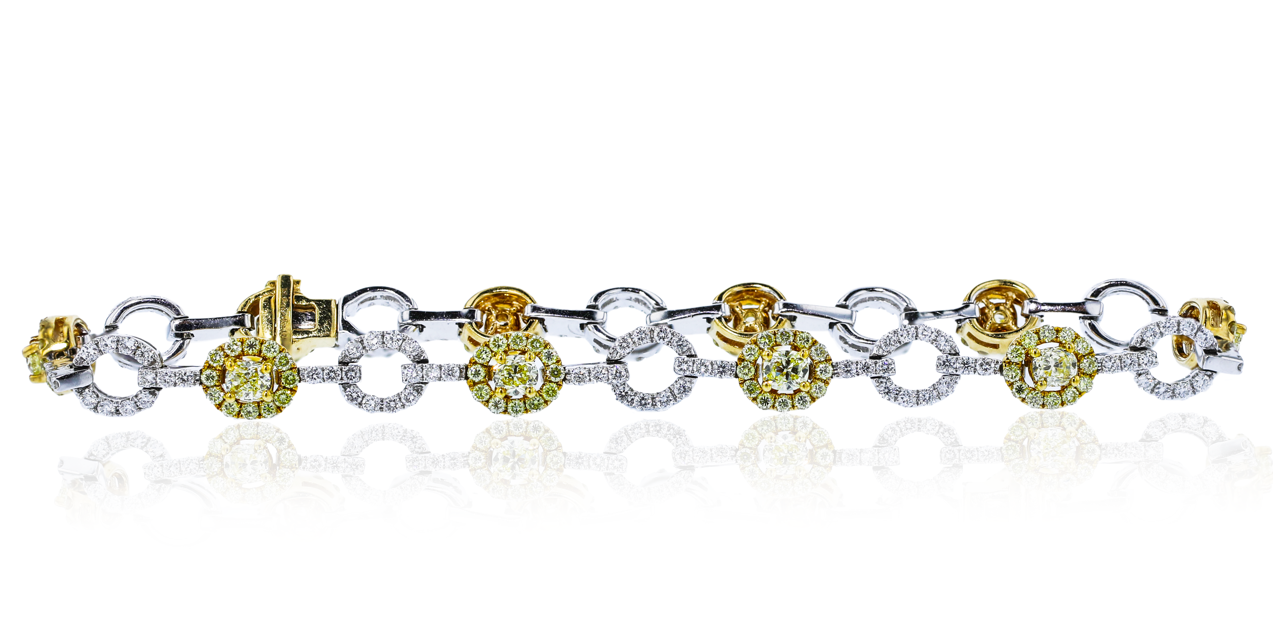 18KT White & Yellow Gold 2.67CTW Diamond Bracelet for Women - Luxury Tennis Bracelet for Anniversary, Wedding & Special Occasion Gifts