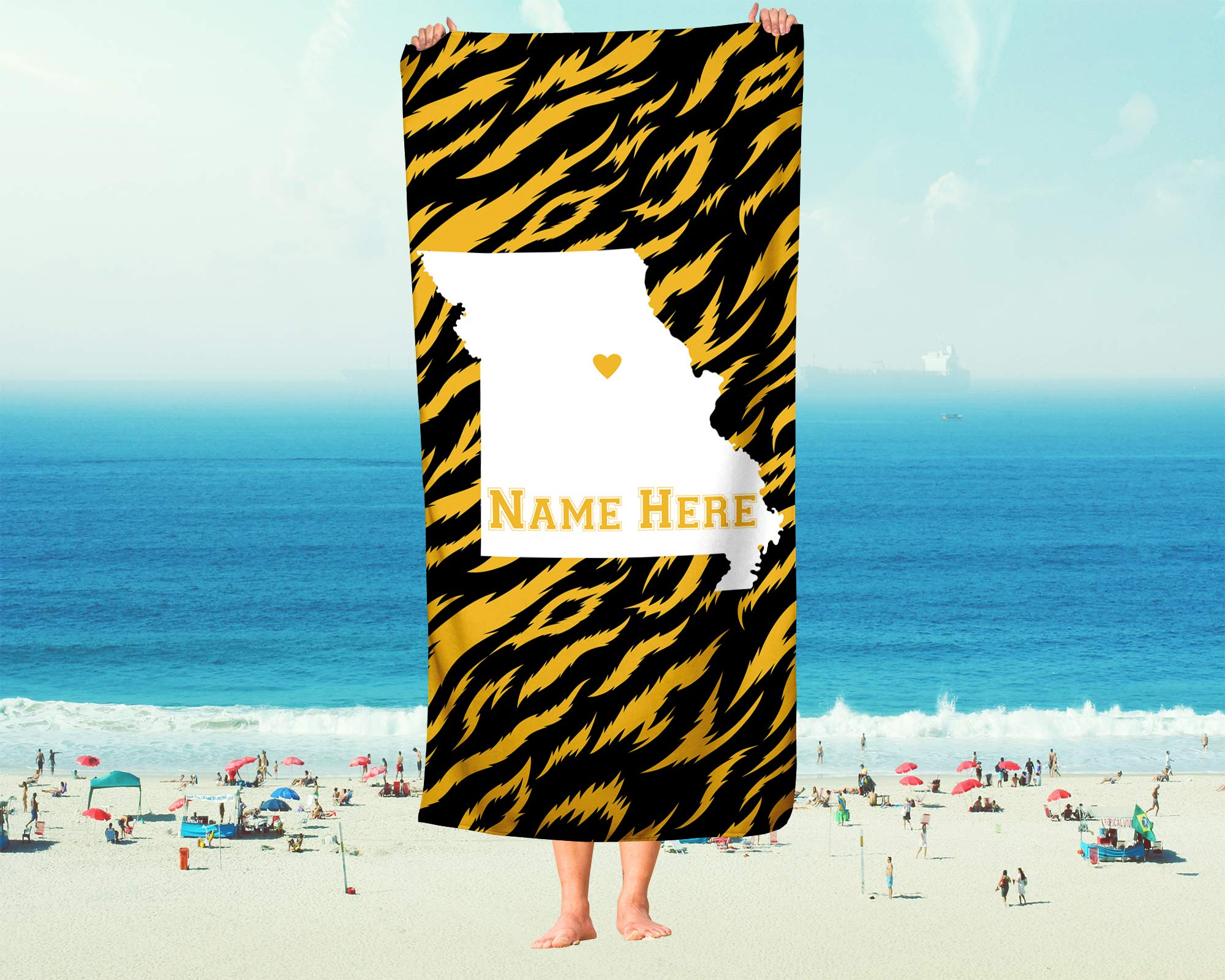 Columbia Missouri State Pride Custom Beach & Bath Towel - Personalized Medium & Large Towels for Adults & Kids - Perfect for College Football, Basketball Games & Beach Vacations