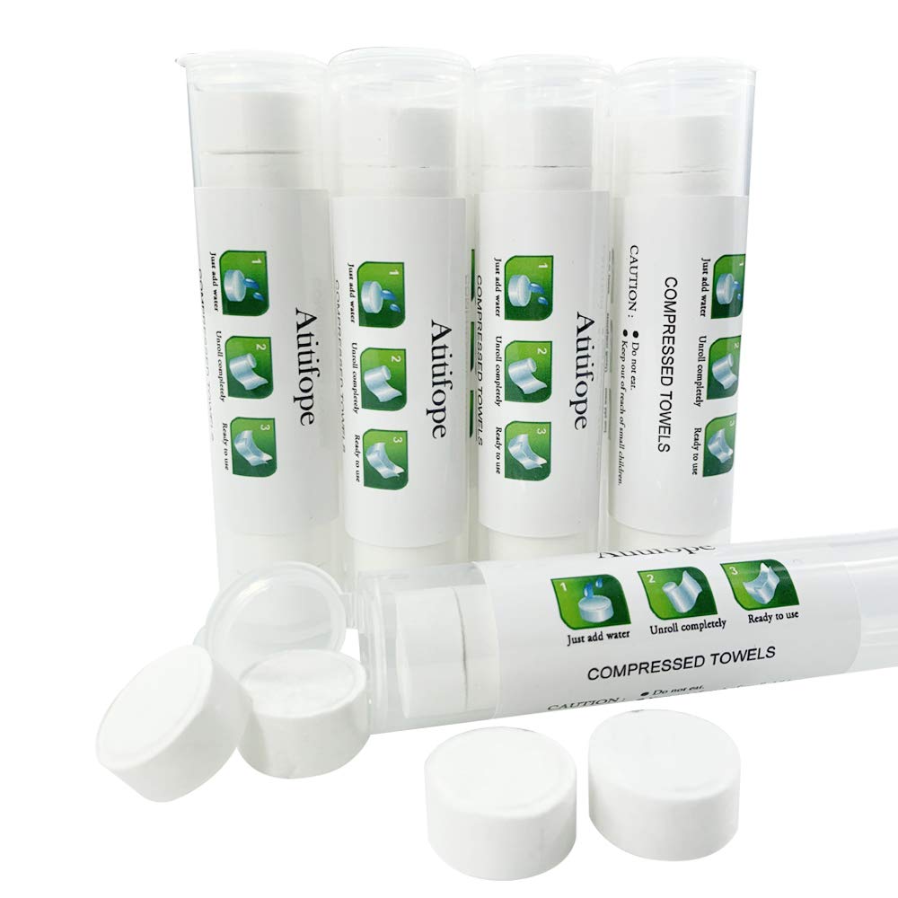 50 Pack Reusable Compressed Cleaning Wipes for Travel - Includes 5 Portable Carrying Cases | Eco-Friendly Face Towels & Coin Tissues | Perfect for Camping, Gym, Office & On-the-Go Cleaning