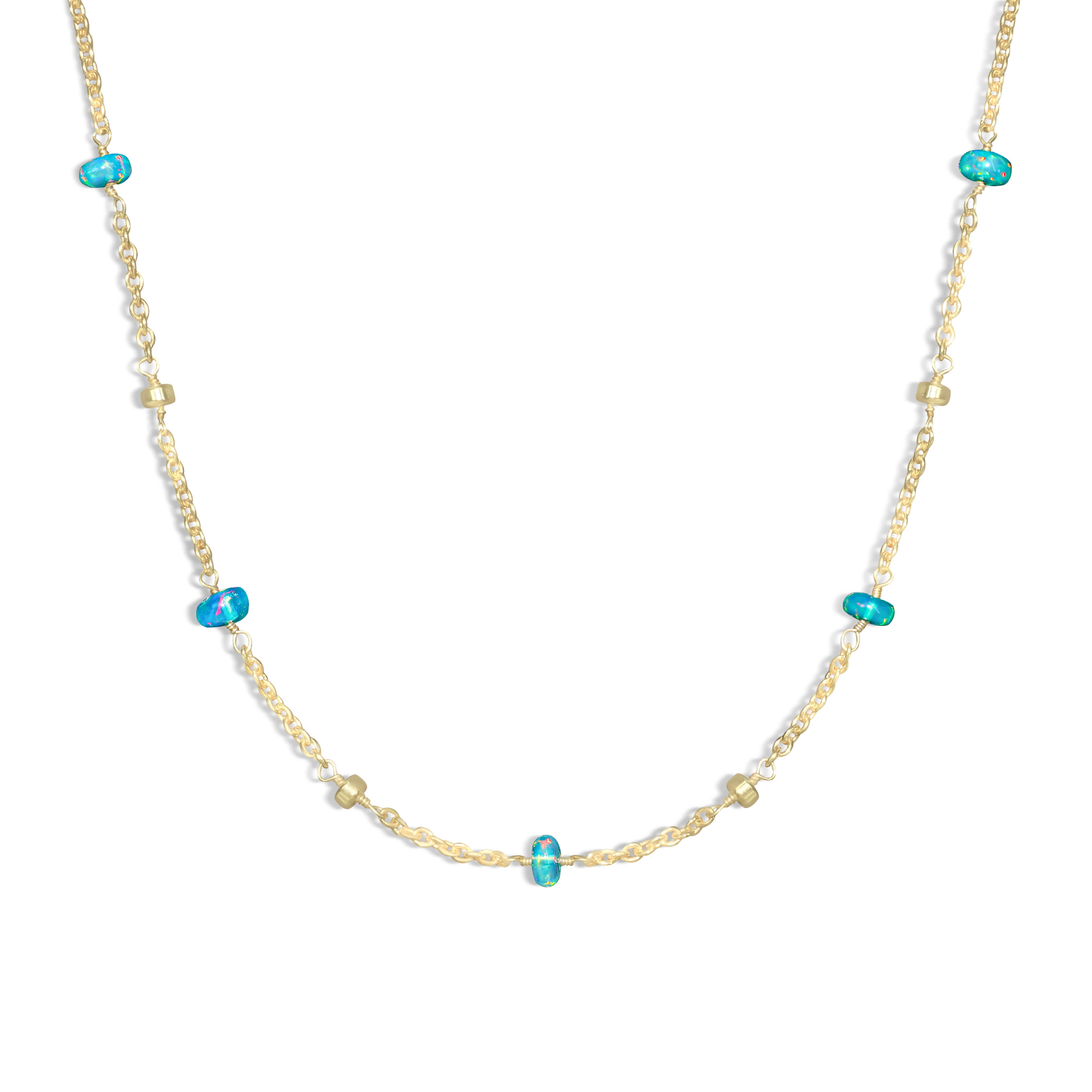 Green Opal Cable Chain Necklace for Women - Elegant Dainty Jewelry Gift for Birthday, Anniversary & Everyday Wear