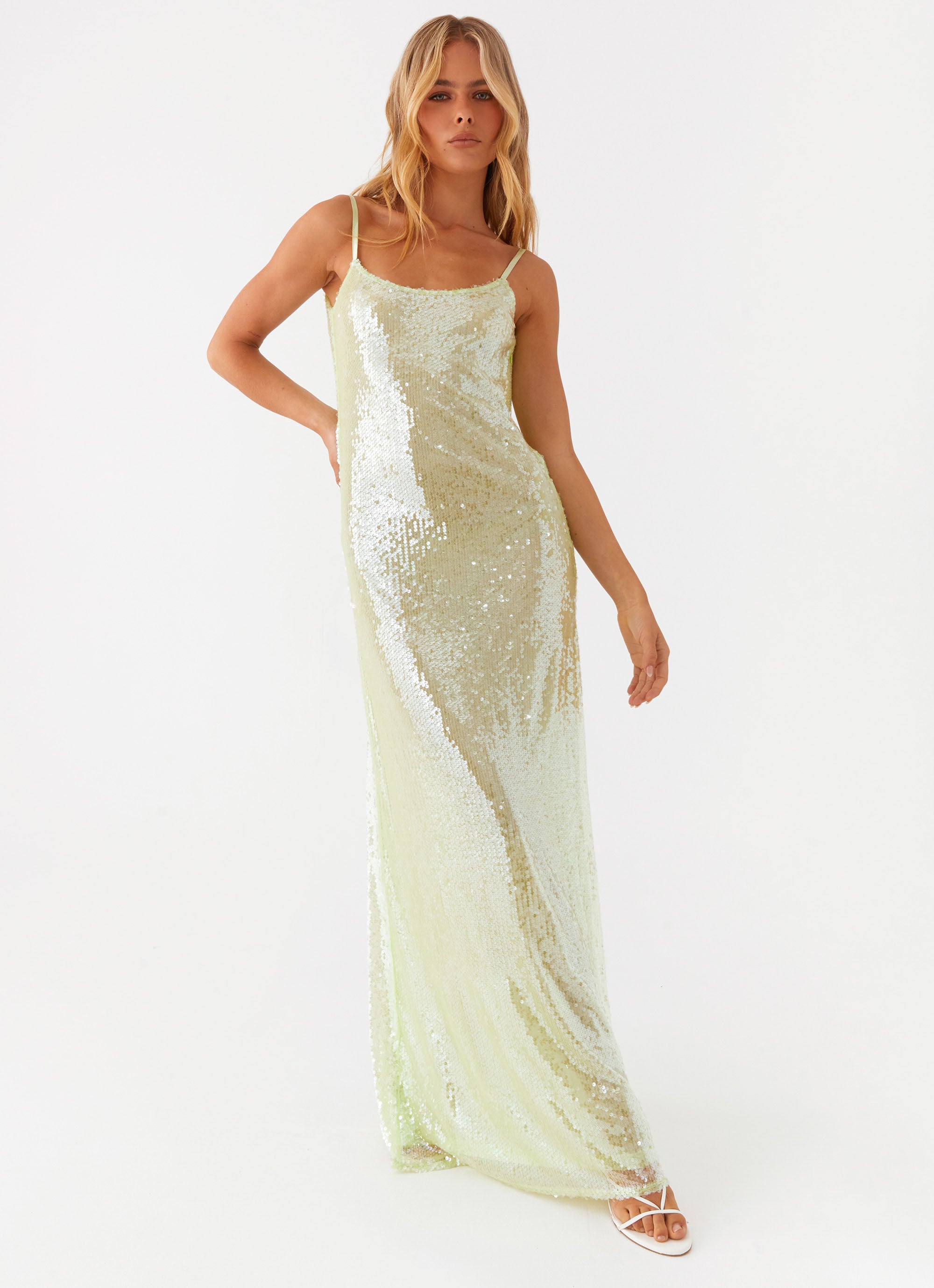 Elegant Mint Green Sequin Maxi Dress for Women - Perfect for Evening Parties, Prom, and Special Occasions