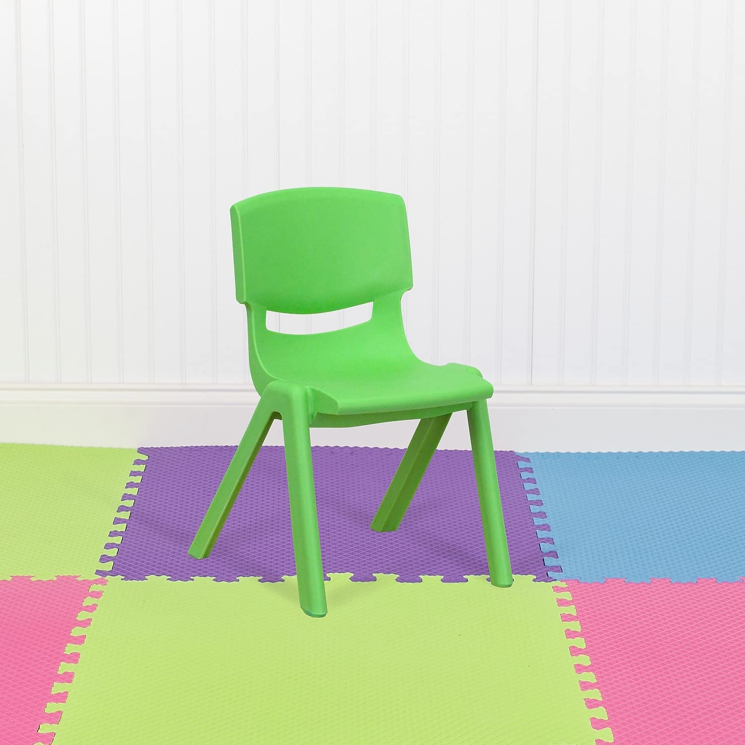 Flash Furniture Whitney 10-Pack Green Plastic Stackable School Chairs - 12
