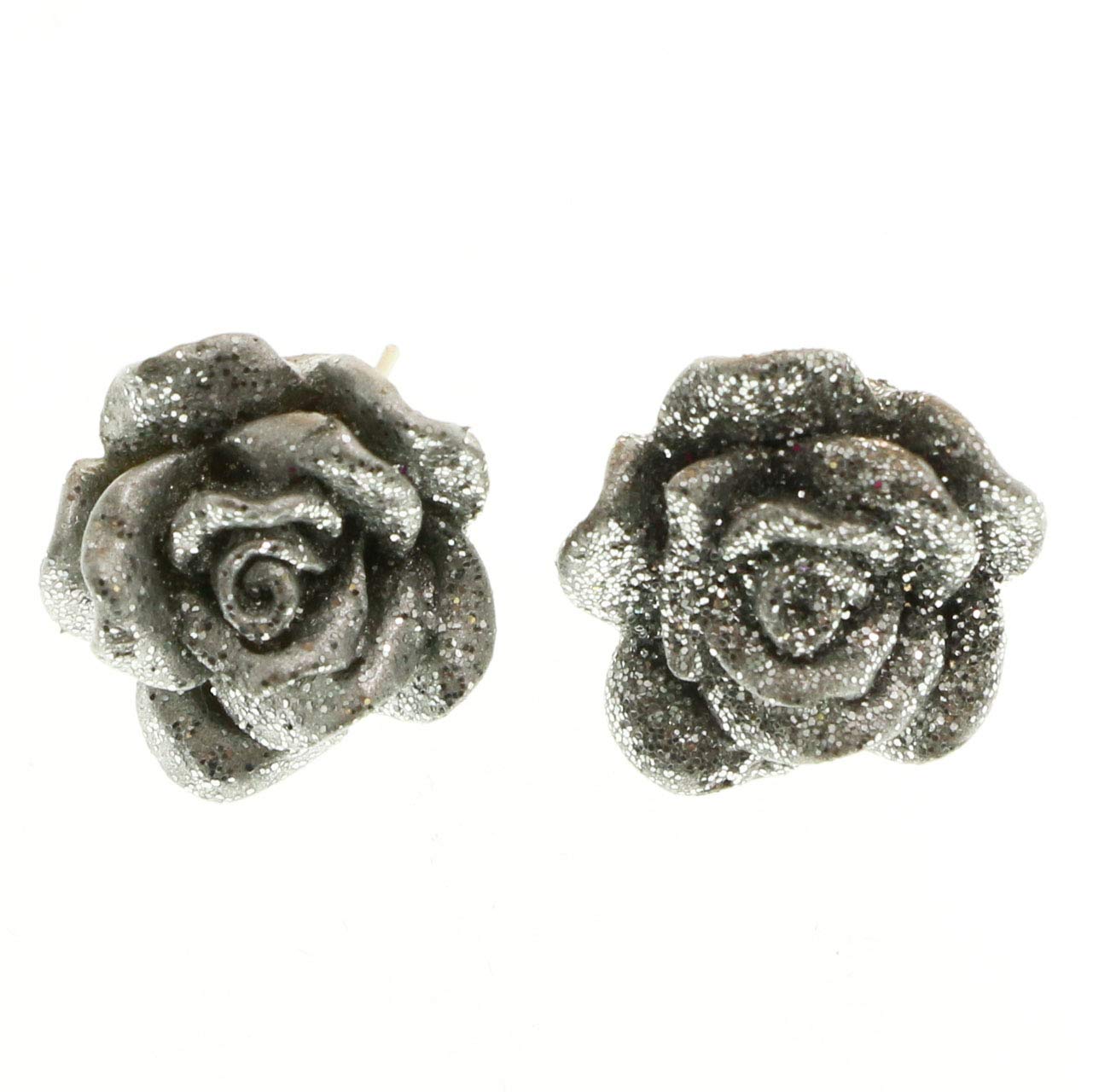 MiAmore Rose Post Earrings for Women - Sterling Silver Plated Elegant Floral Stud Earrings - Perfect for Weddings, Parties & Everyday Wear