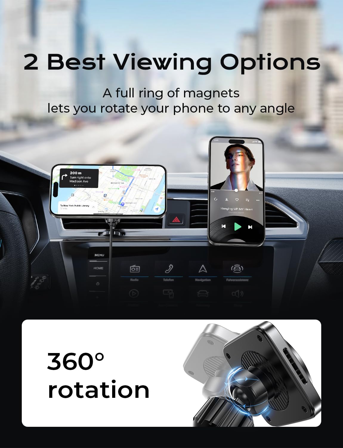 LISEN 2 Pack Magnetic Car Mount Charger for iPhone 16/15 Pro Max/14/13/12 - 15W Fast Wireless Charging with Heat Dissipation, Magsafe Compatible Car Vent Mount - Perfect for Road Trips & Daily Commute