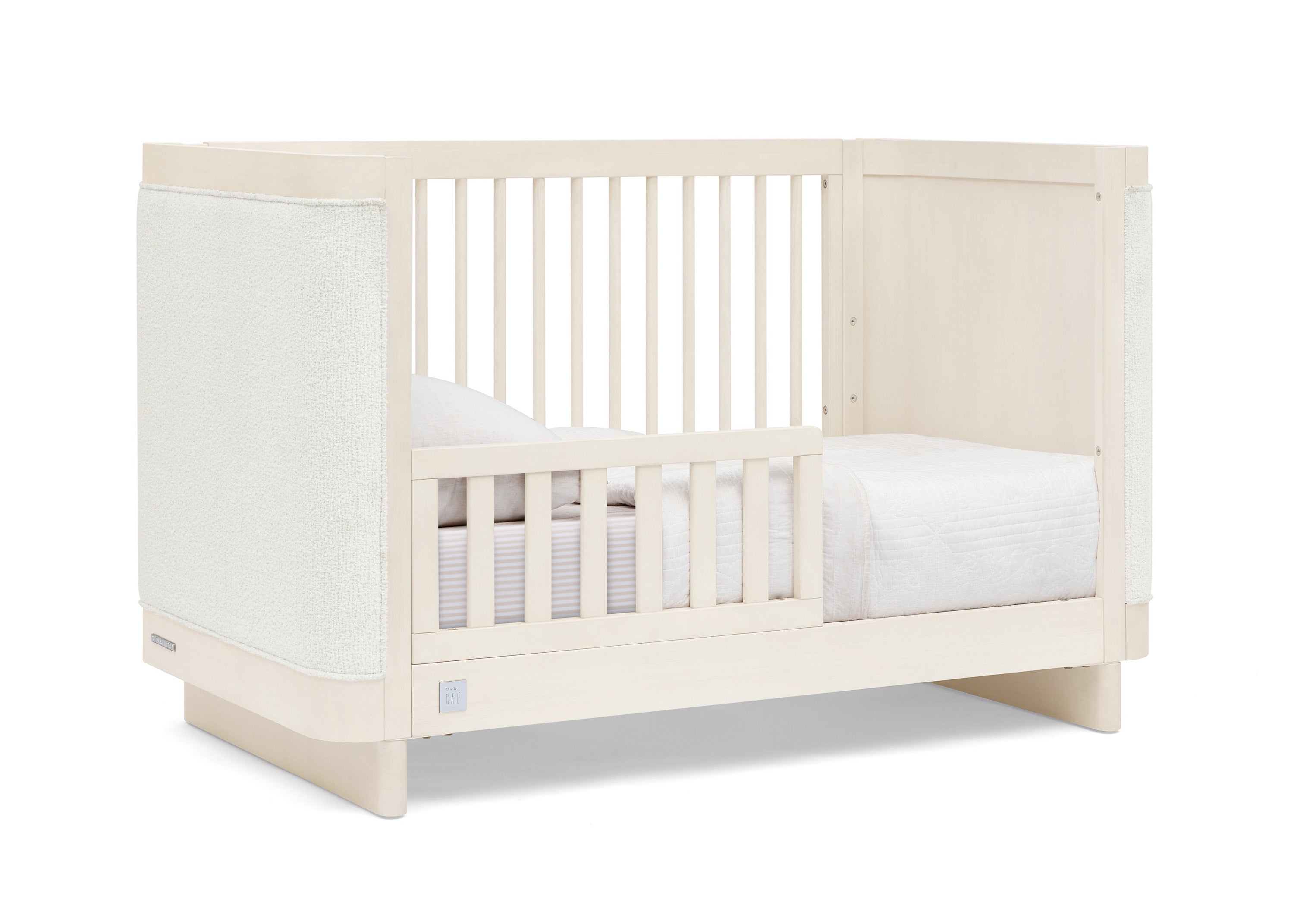 Callie 4-in-1 Convertible Upholstered Baby Crib with Toddler Bed Conversion - Modern Nursery Furniture for Newborns to Kids | Perfect for Small Spaces & Shared Rooms