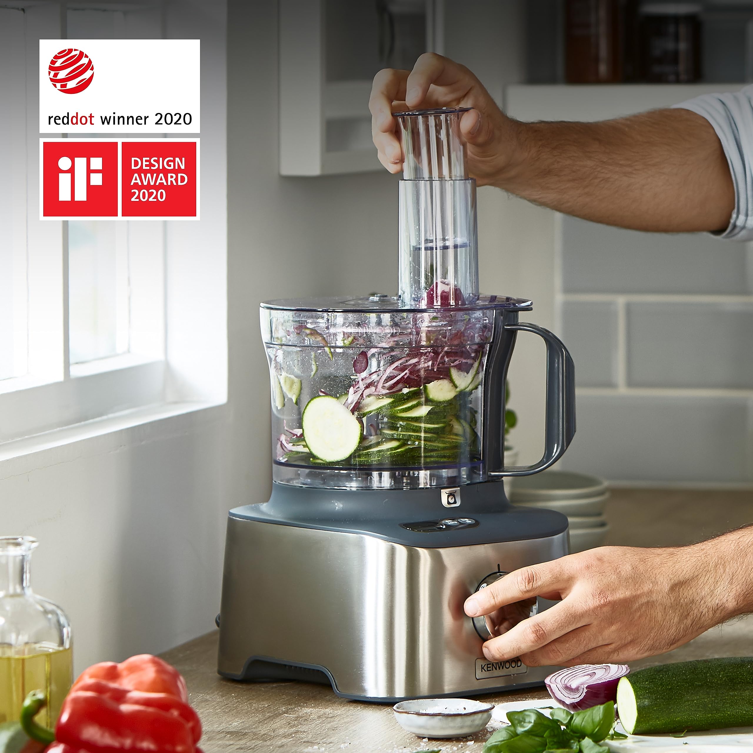 Kenwood Multipro Compact+ FDM312 SS 5-in-1 Food Processor with Digital Scale - 2.1L Stainless Steel Blender, Spice Mill & Smoothie Makers (800W) - Perfect for Kitchen, Meal Prep, Smoothies & Spice Grinding