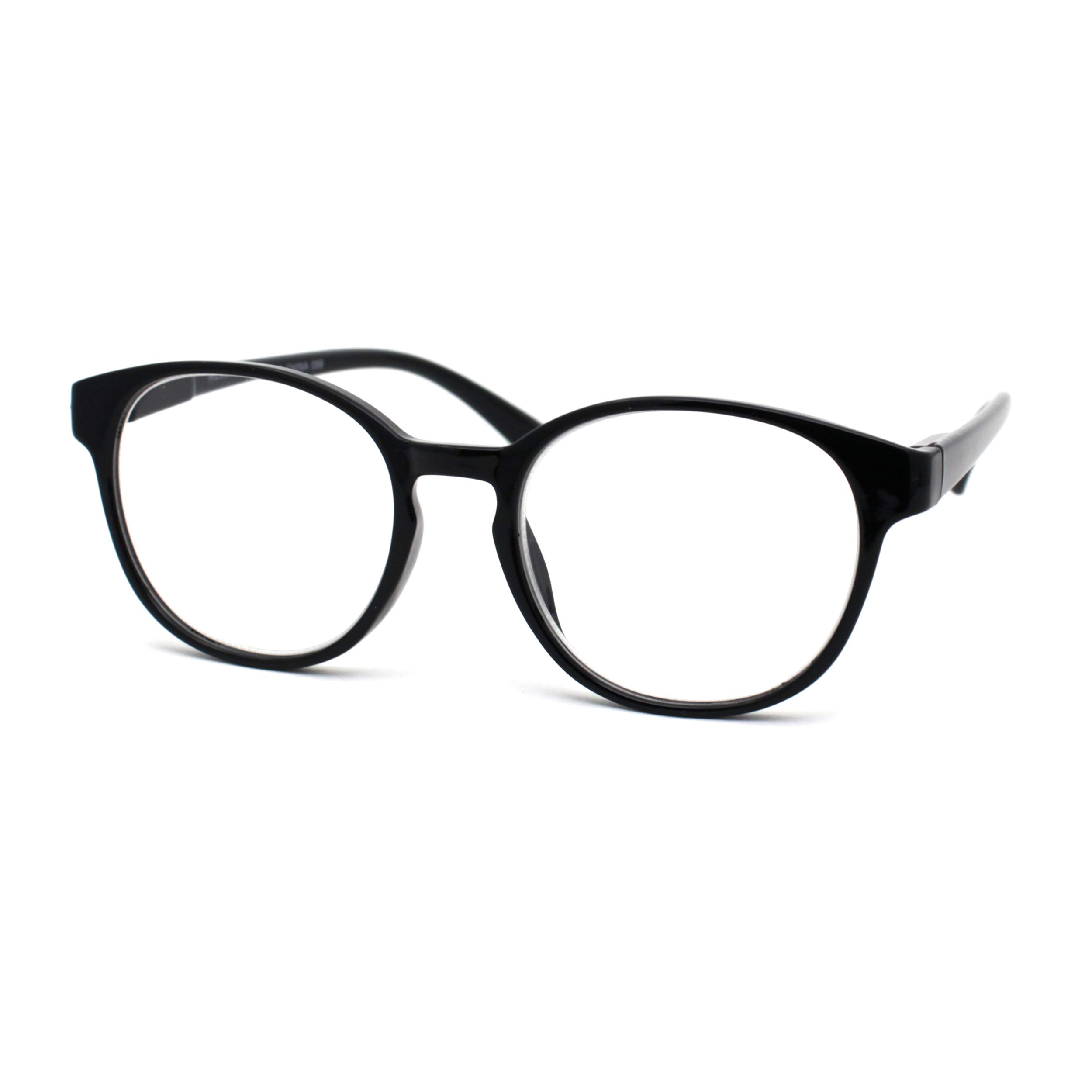 Round Thin Keyhole Horn Rim Plastic Reading Glasses +1.25 to +3.50 Strength - Lightweight & Stylish for Reading, Computer Work & Office Use