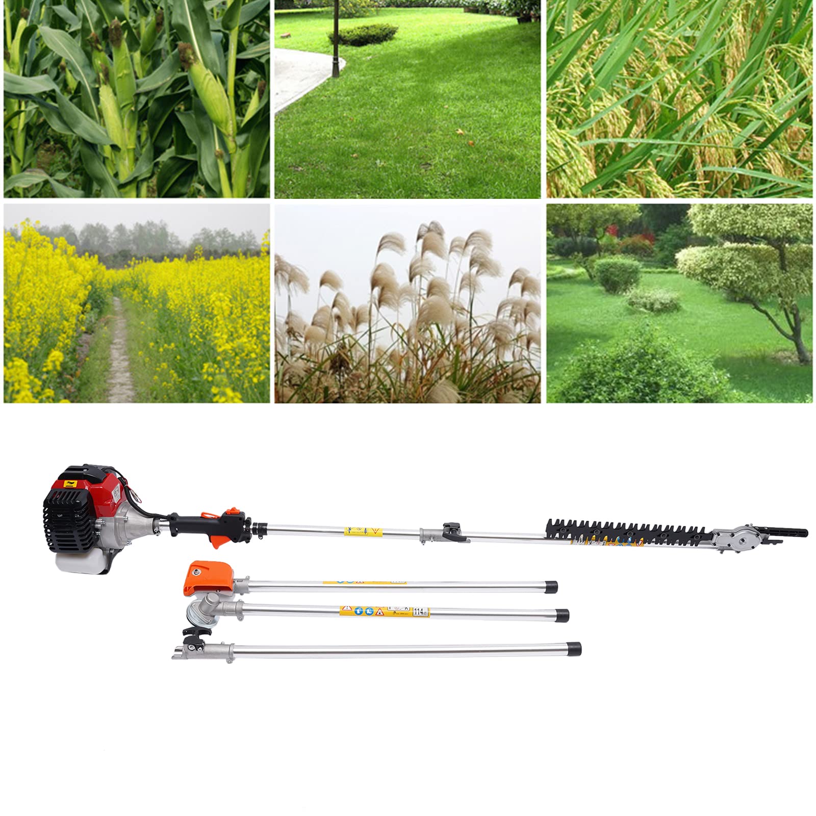 5 in 1 Multifunctional Gas Powered Hedge Trimmer - 52cc 2-Stroke Brush Cutter, Chainsaw & Pole Saw Combo - Professional Landscaping & Gardening Tool for Lawn Care, Yard Maintenance & Tree Trimming