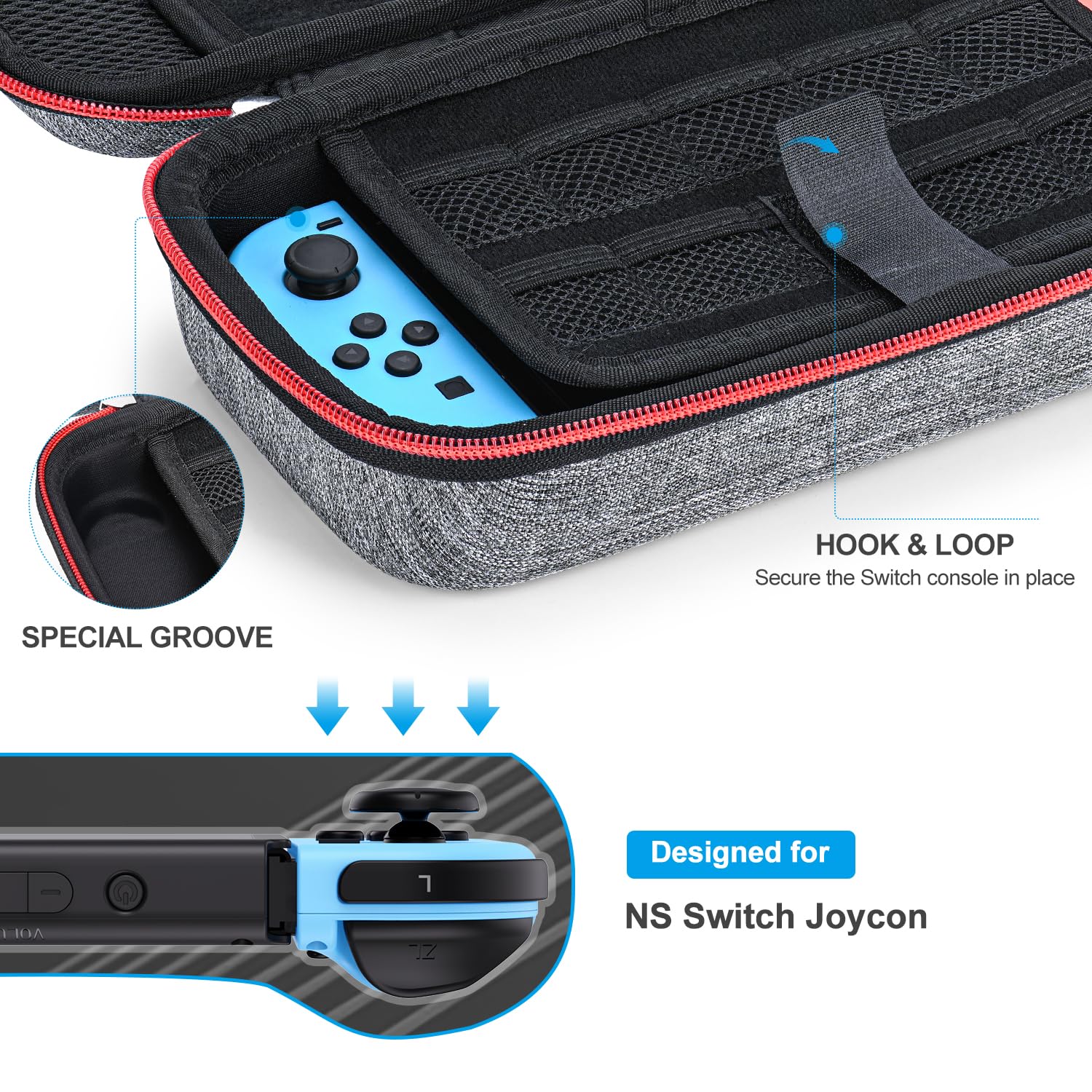 Nintendo Switch Accessories Bundle - Joy-Con Grips, Screen Protector, Carrying Case - Perfect for Gaming On-The-Go & Home Entertainment