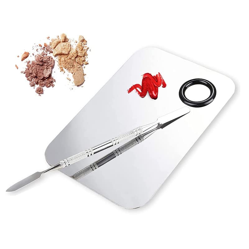 Shidara Professional Stainless Steel Makeup Mixing Palette with Spatula - Artist Tool for Foundation, Nail Art & Cosmetic Mixing | Durable Metal Tray for Makeup Artists & Nail Technicians | Perfect for Salon, Home Use & Professional Makeup Kits