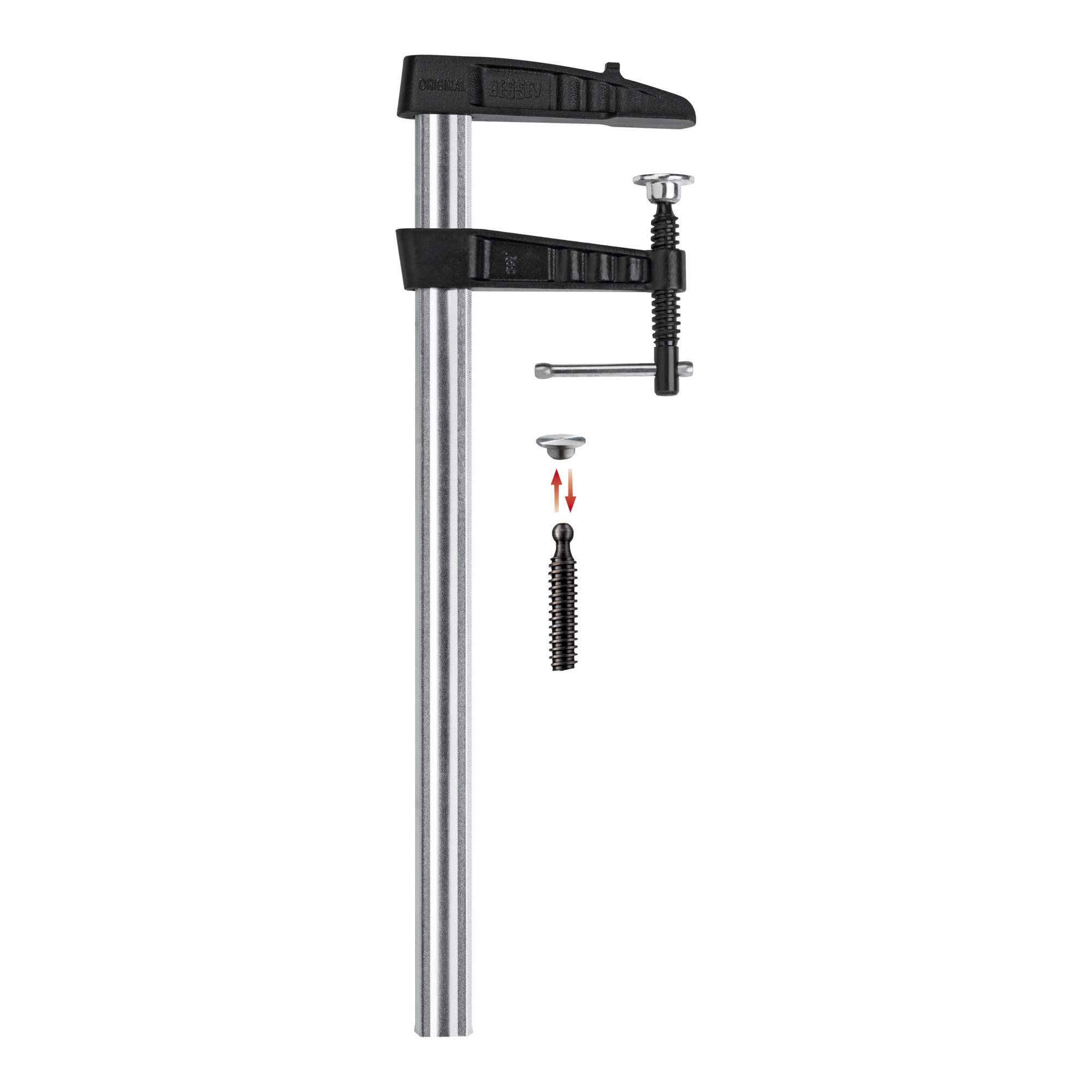 Bessey TGK50K Malleable Cast Iron Screw Clamp - 500mm/120mm Capacity, Grey/Black - Heavy-Duty Woodworking & Metalworking Tool for Carpentry, Welding, and DIY Projects