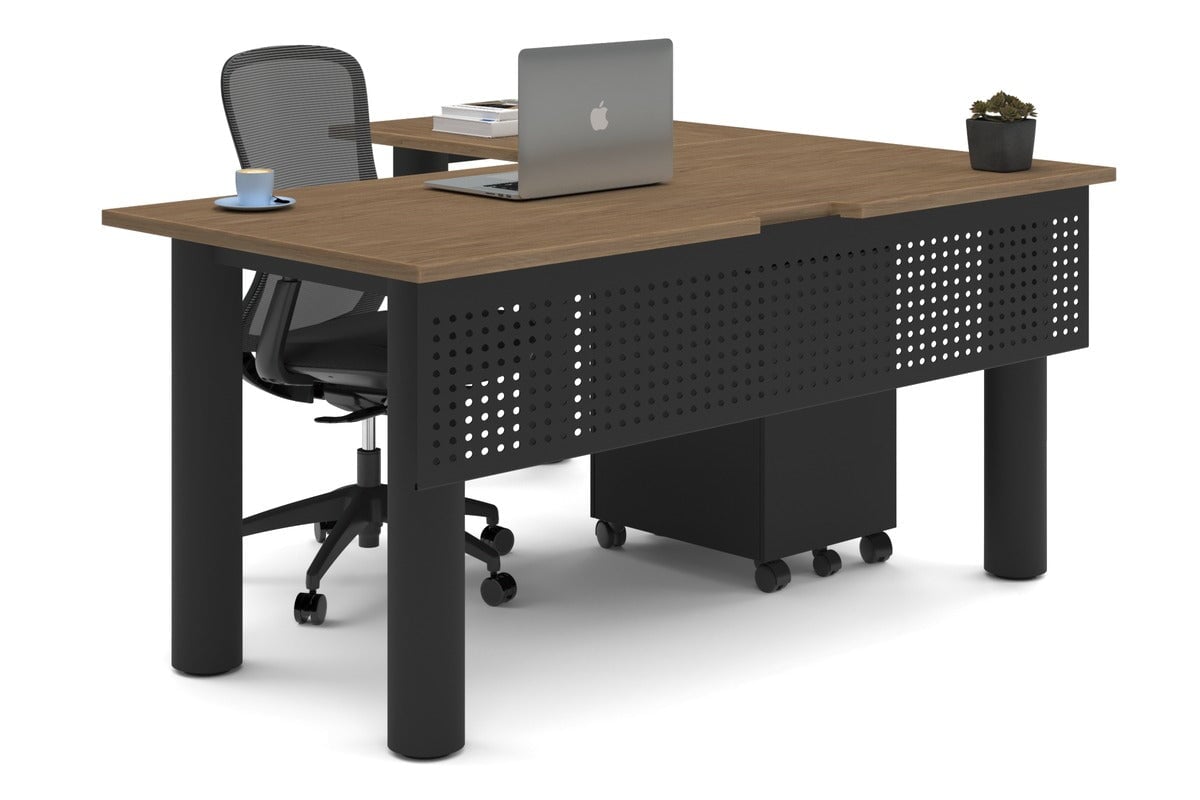 Premium L-Shaped Corner Office Desk with Quadro Cylinder Legs - 1600L x 1550W Workstation with Cable Management Scallop - Perfect for Home Office, Study Room & Small Business Workspace
