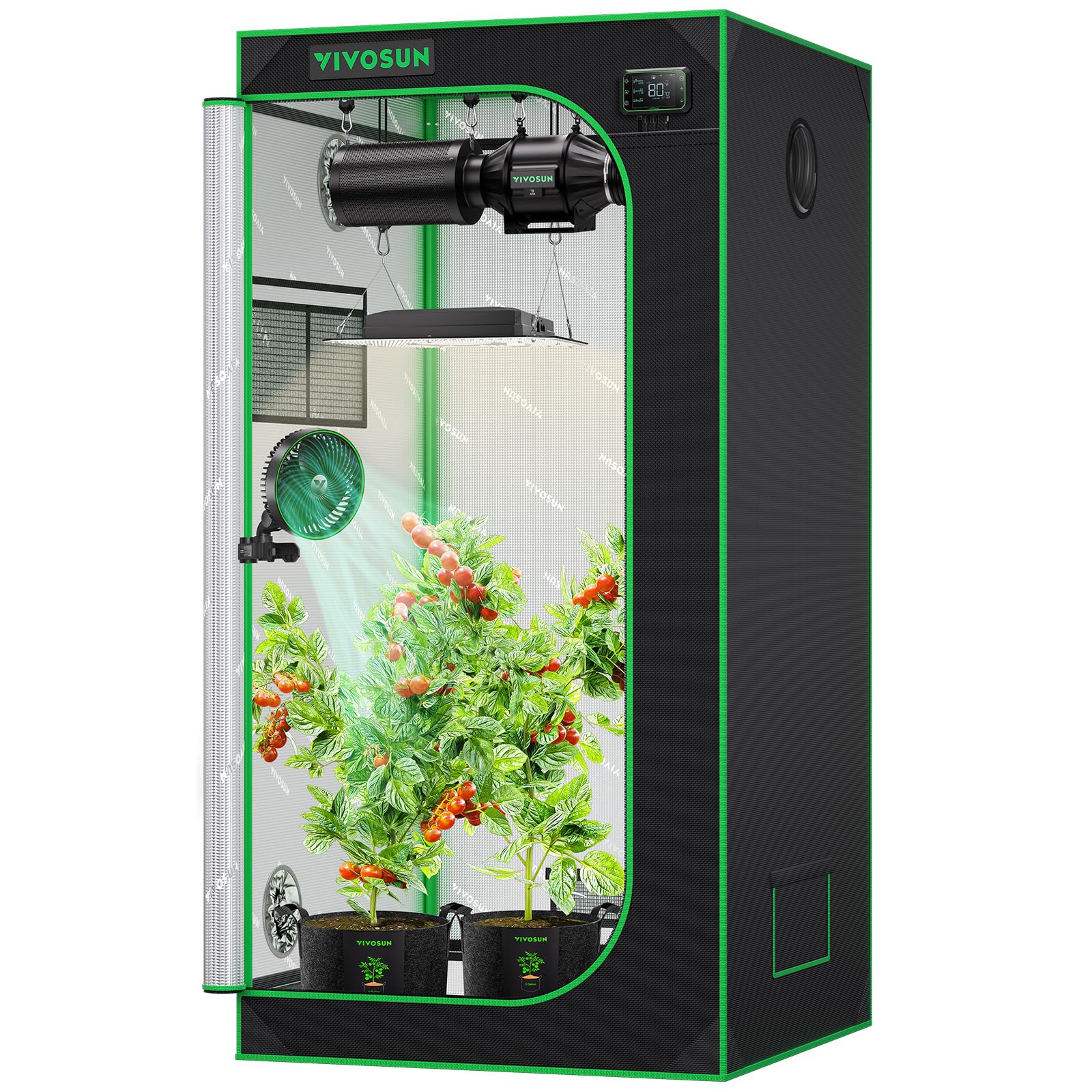 VIVOSUN S276 32x32x63 Inch Hydroponic Grow Tent with High Reflective Mylar, Observation Window & Floor Tray - Perfect for Indoor Plant Cultivation with VS1500 LED Grow Light | Ideal for Home Gardening, Seed Starting & Hydroponic Systems