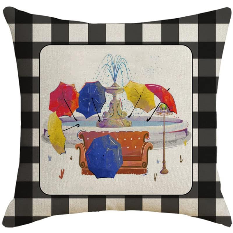 Set of 4 Friends TV Show Plaid Throw Pillow Covers - Farmhouse Decor for Couch, Sofa & Living Room | Officially Licensed Merchandise | Perfect for TV Fans & Home Decor