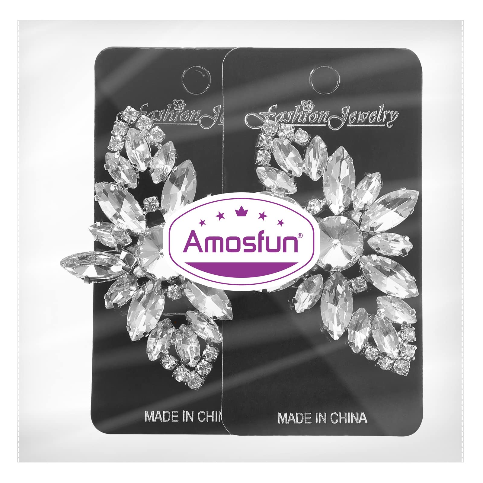 Amosfun 2PCS Silver Rhinestone Crystal Shoe Clips - Elegant Wedding Bridal Shoe Buckles & Shoe Flowers for DIY Party Decoration - Perfect for Weddings, Prom, Quinceañera and Special Occasions