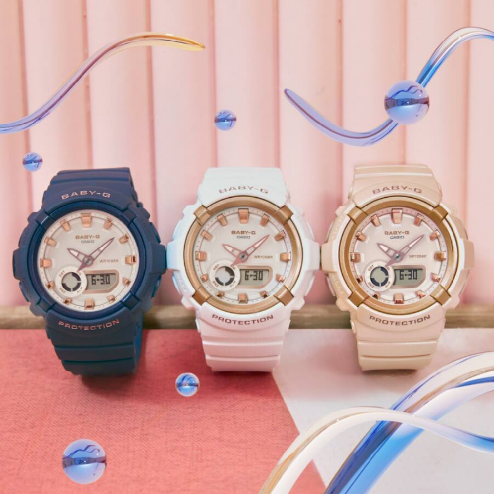 Casio Baby-G BGA-280BA-4ADR Women's Sports Watch - Beige & Pink Resin Band, Shock Resistant, 200M Waterproof - Perfect for Swimming, Running & Outdoor Activities