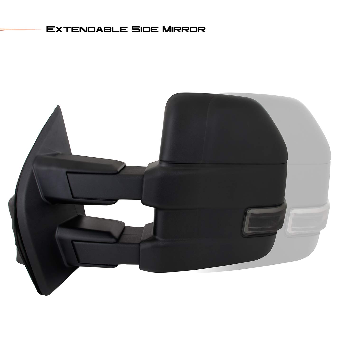 AKKON Power Heated Turn Signal Towing Side Mirrors for Ford F250 F350 F450 Super Duty - Black Textured with Auxiliary & Clearance Lights | Perfect for Heavy-Duty Towing, Off-Roading & Night Driving