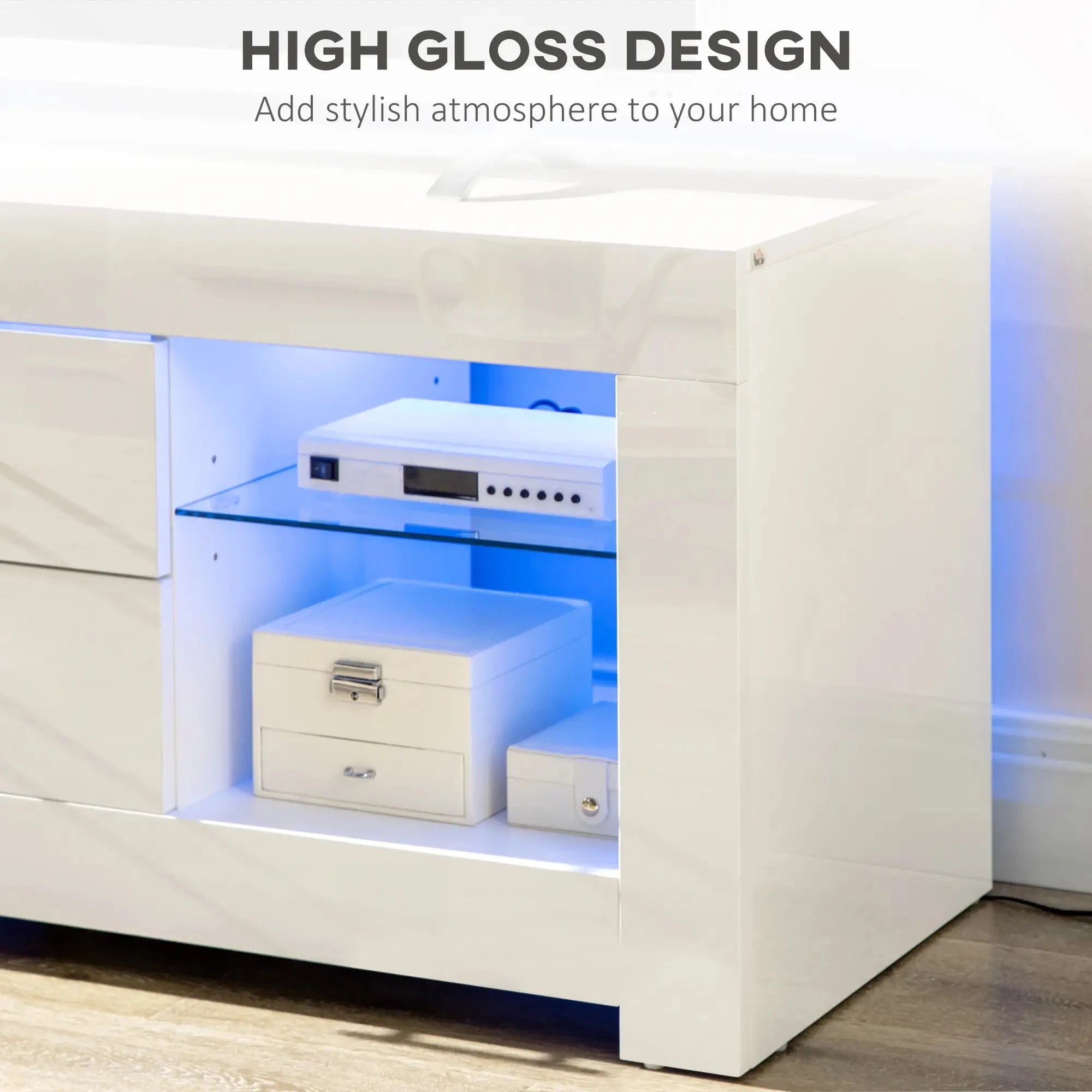Modern TV Stand with LED Lights & Storage Shelves - 4 Color Options for Living Room, Bedroom & Home Theater Setup