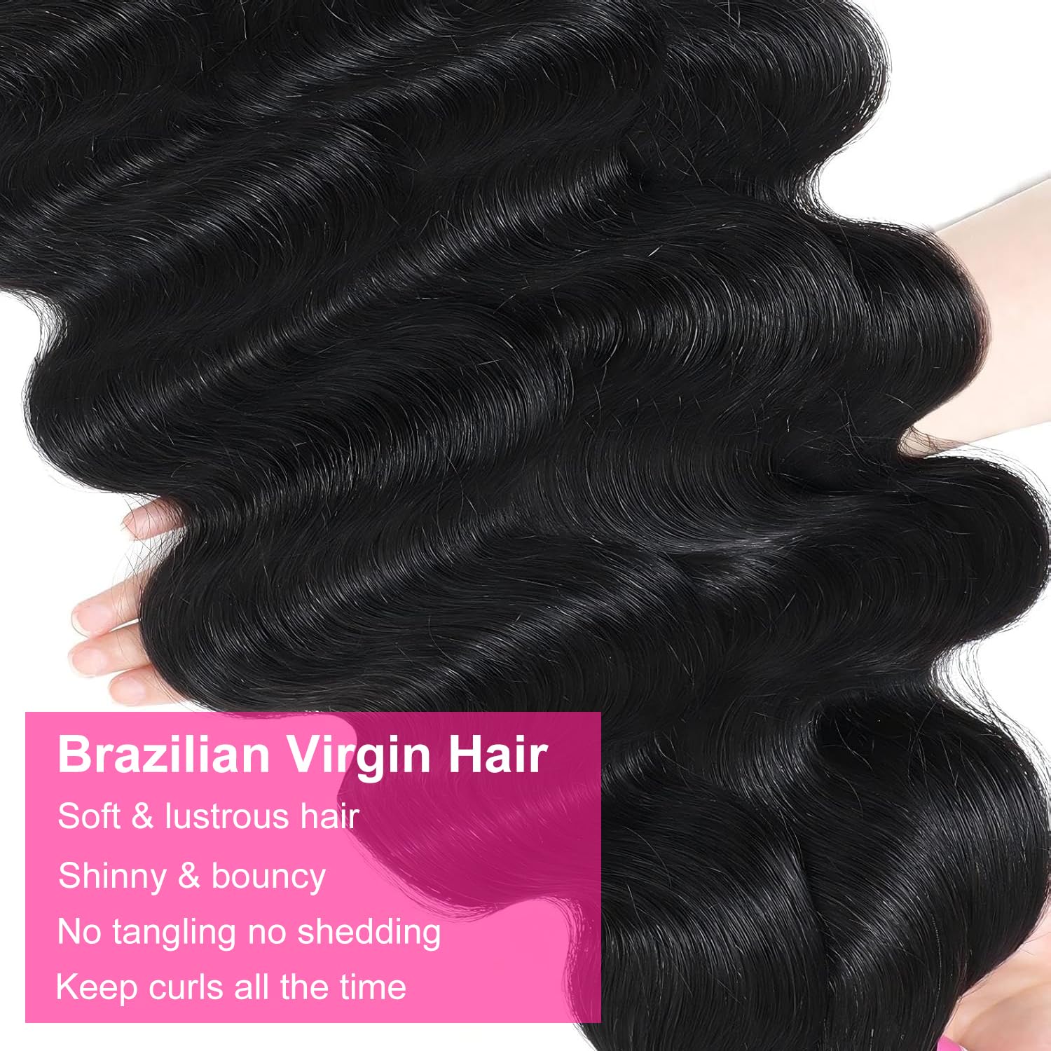 12A Body Wave Human Hair Bundles 100% Unprocessed Brazilian Virgin Hair - 28/30/32 Inches Wavy Weave Bundles (3-Pack, Natural Color) for Stunning Hair Extensions & Everyday Glamour