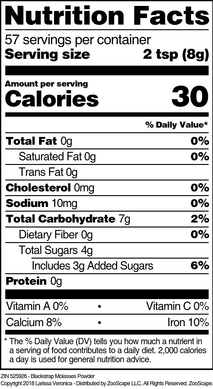 Organic Blackstrap Molasses Powder - 16oz (454g) Unsulphured, Rich in Iron & Calcium - Natural Sweetener for Baking, Smoothies & Health Drinks - Vegan, Gluten-Free, Non-GMO - Perfect for Energy Boosts & Anemia Support