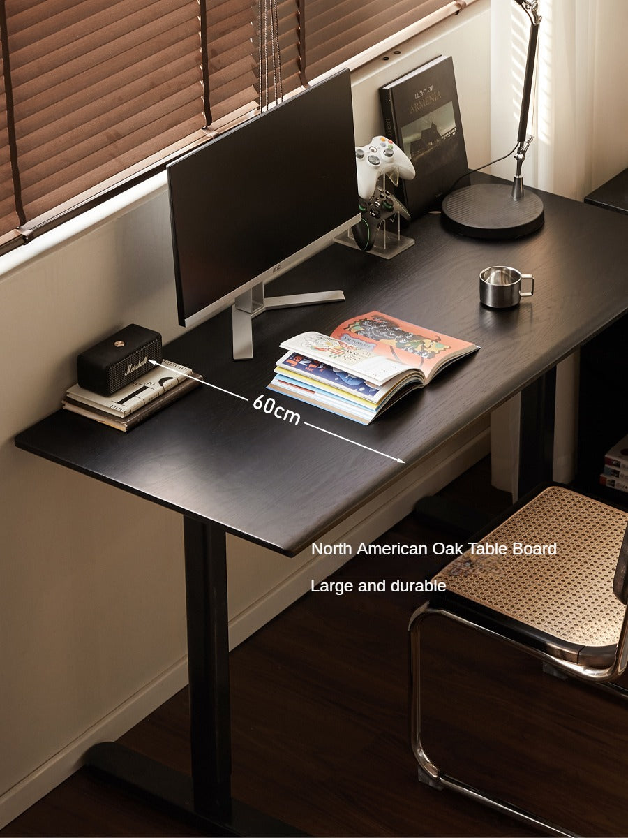 Solid Oak Wood Electric Height Adjustable Standing Desk - Ergonomic Home Office Desk for Work & Study