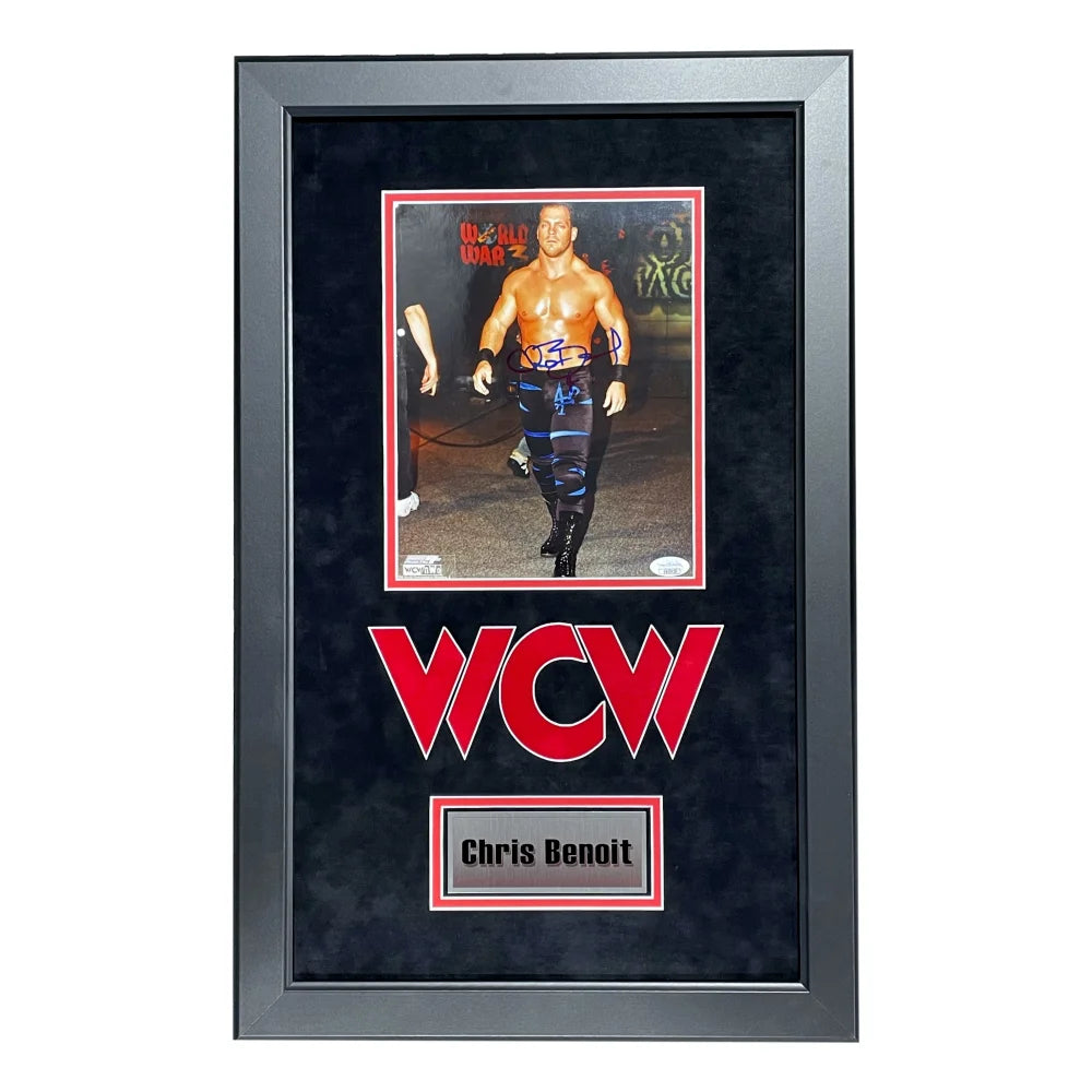 Chris Benoit Autographed 8x10 Photo Collage Framed with JSA COA - Signed WWE WWF WCW ECW Wrestling Memorabilia - Perfect for Collectors, Man Cave Decor, and Wrestling Fan Gifts