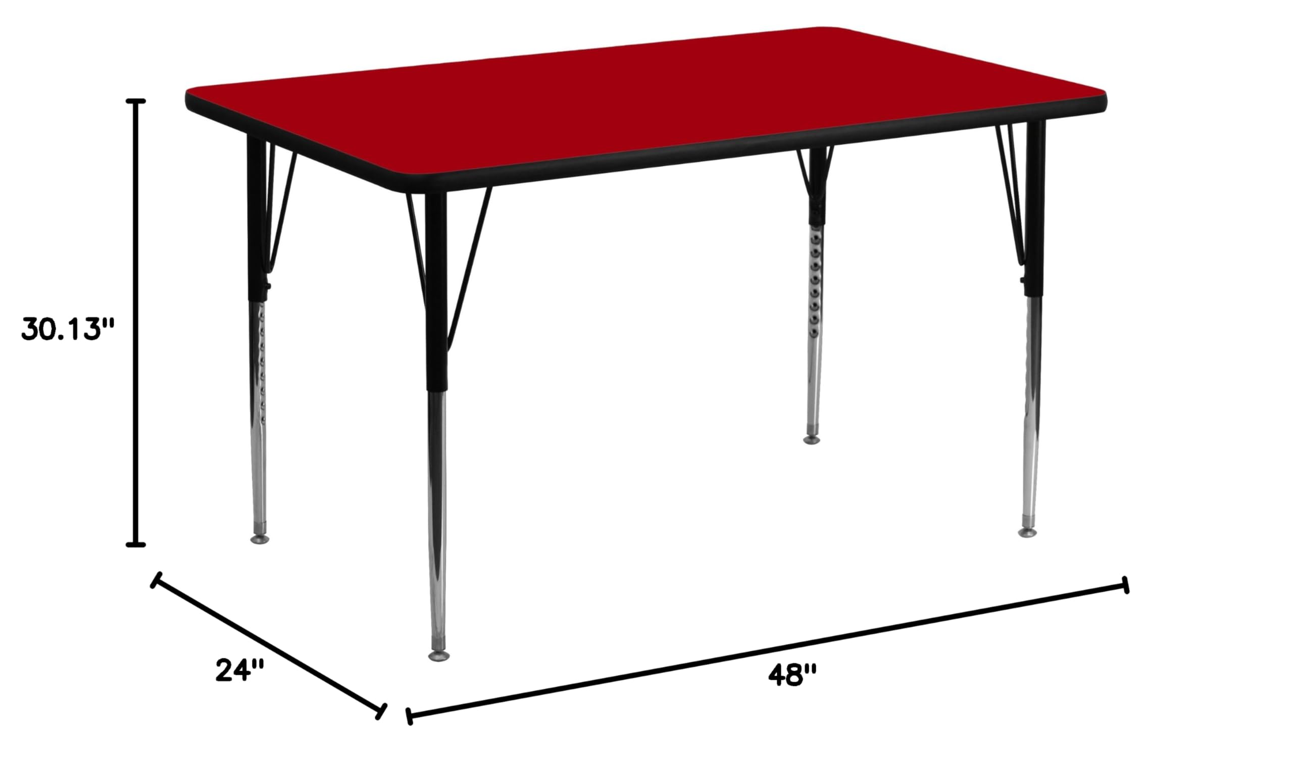24x48 Inch Adjustable Red Thermal Laminate Activity Table - Perfect for Classrooms, Offices & Events