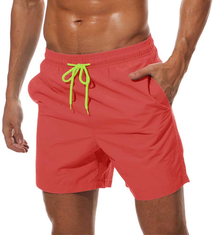 MAGCOMSEN Men's Quick Dry Swim Trunks with Mesh Lining - Lightweight Beach Shorts & Boardshorts for Swimming, Surfing, and Water Sports - Multi-Pocket Design for Convenience
