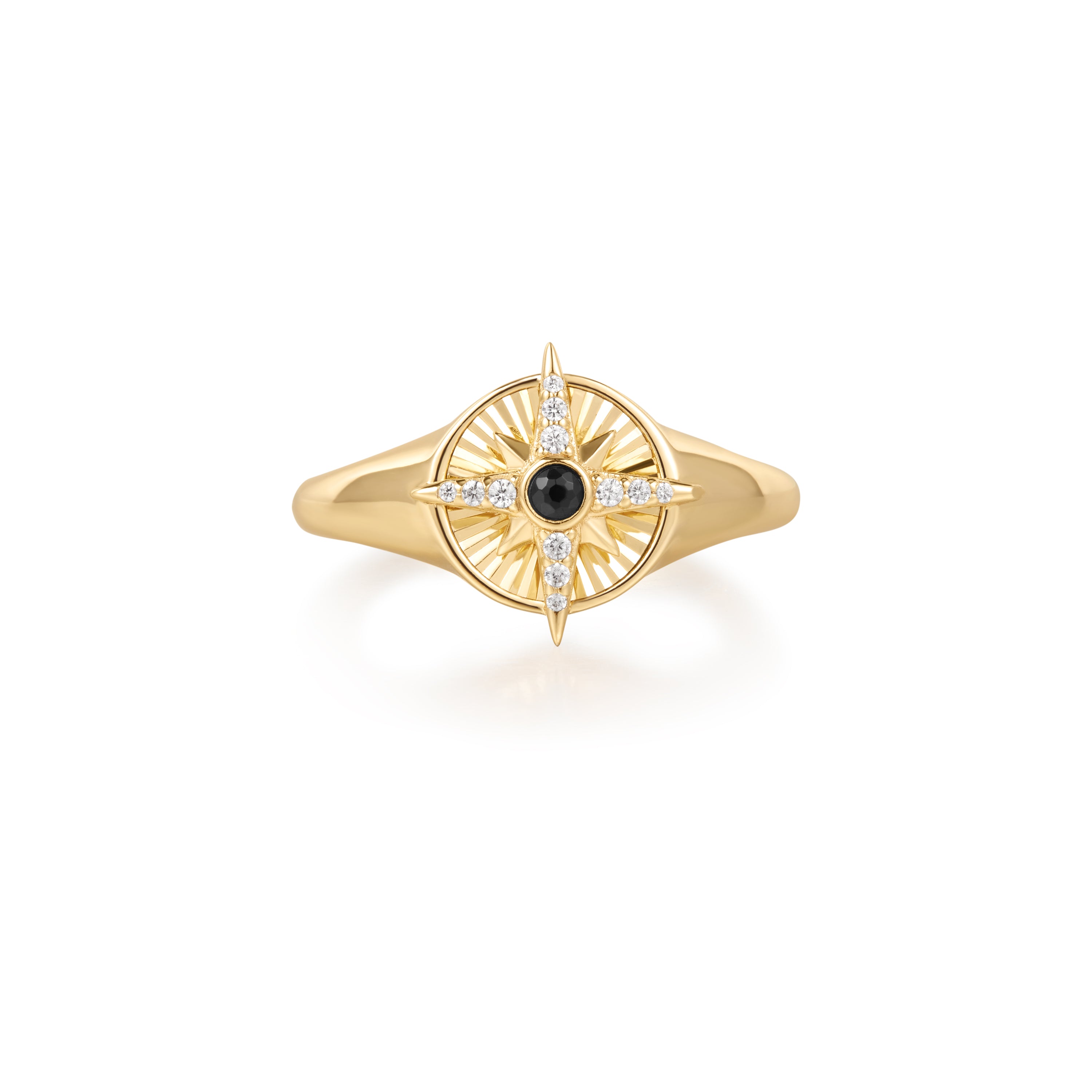 Vintage Gold Star Signet Ring for Men - 14K Solid Gold Zodiac Sign Ring - Perfect for Gifts, Weddings & Special Occasions