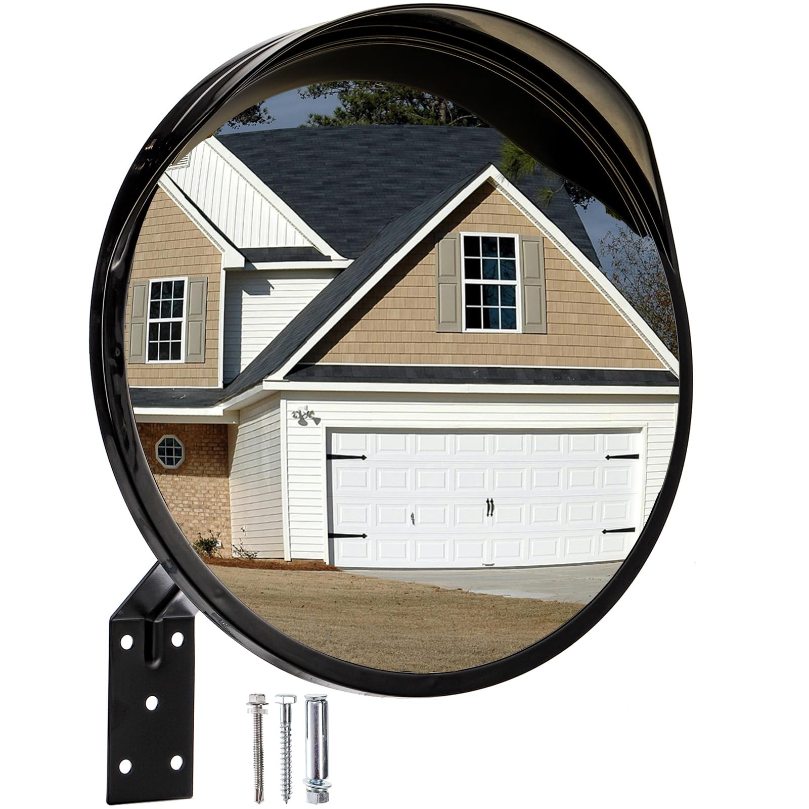 YOUEON 12 Inch Acrylic Convex Mirror - Wide Angle Security Mirror for Garage, Driveway, Parking Lots, Store & Warehouse - Adjustable Round Traffic Mirror for Indoor/Outdoor Use - Eliminates Blind Spots & Enhances Safety
