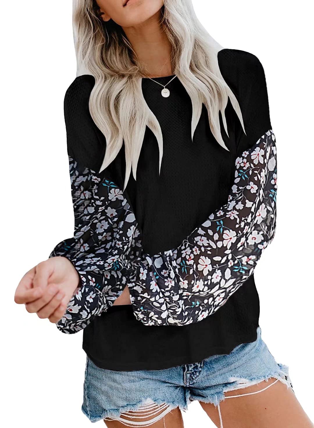 Dokotoo Women's Cute Contrast Long Sleeve Loose Slouchy One Shoulder Waffle Knit Oversized Sweater Pullover Sweatshirt - Cozy Fall Winter Fashion for Casual Outings, Date Nights & Layered Looks
