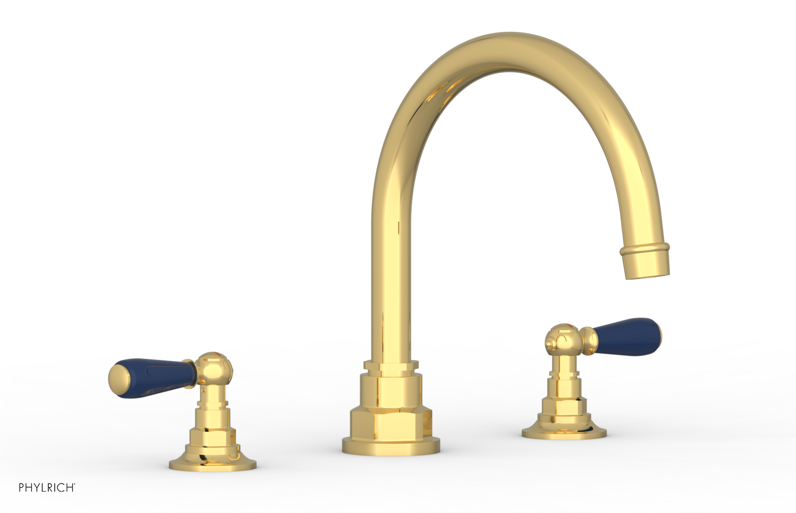 Jamestown Deck Tub Set with Lever Handles - Navy Blue Accented Bathroom Faucet (41