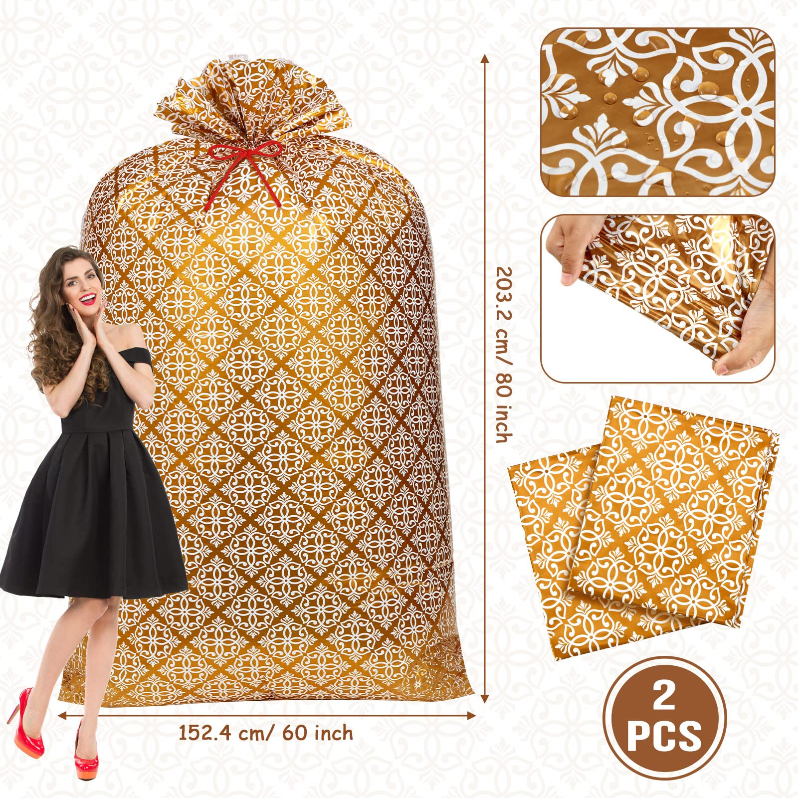 2-Pack Jumbo Bike Gift Bags 80x60 Inches - Extra Large Plastic Bicycle Bags for Weddings, Birthdays & Engagement Parties - Perfect for Outdoor Events, Bike Decorations & Surprise Gift Deliveries