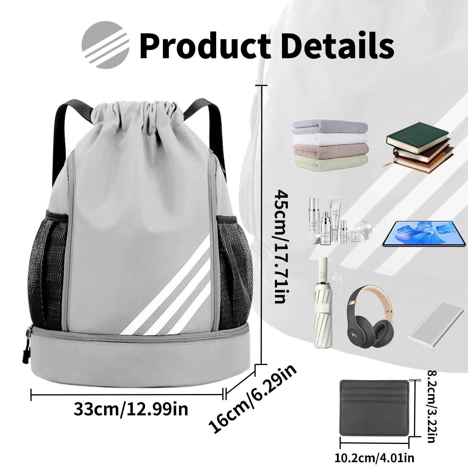 WDJLNZB Waterproof Foldable Drawstring Backpack - Lightweight Sports Gym Bag for Men & Women - Perfect for Football, Swimming, Beach & Travel - Durable Fabric Drawstring Sack for Workouts, Yoga & Outdoor Activities