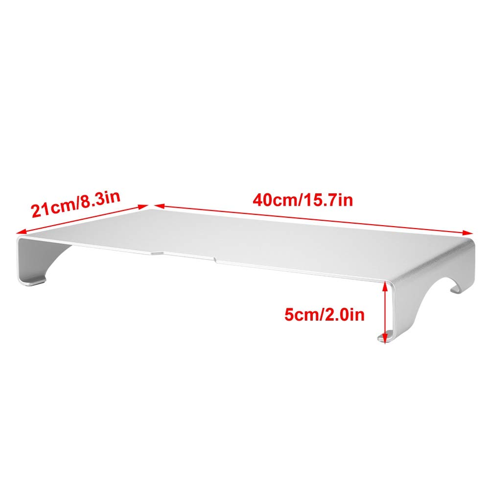 Premium Aluminum Alloy Laptop Stand Riser - Adjustable 5cm Height Silver Computer Monitor Shelf for Desk Organization | Perfect for Home Office, Gaming Setup & Workspace Ergonomics