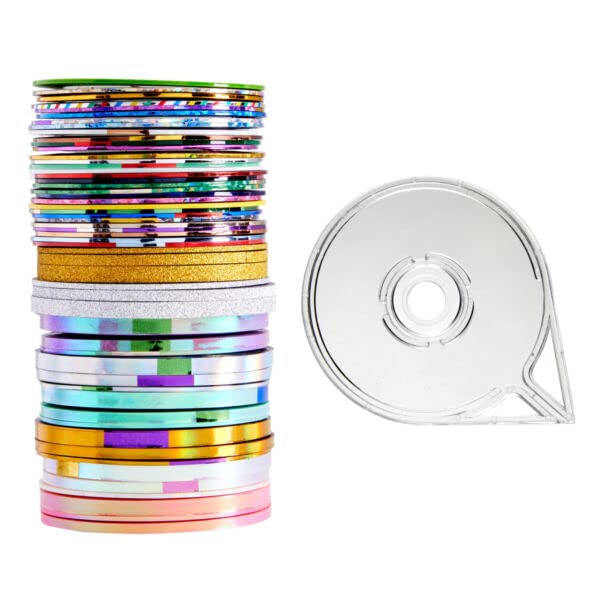 54 Pcs Metallic Nail Art Striping Tape Set - 12 Dispensers with 3 Sizes for DIY Nail Designs & Home Decor | Perfect for Salon, Manicure, and Craft Projects