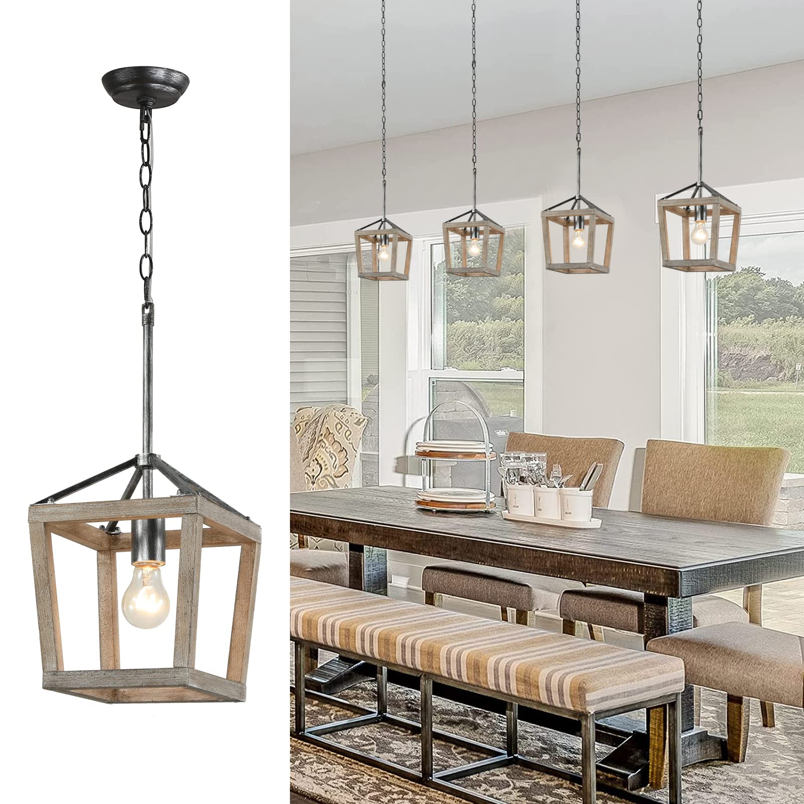 Rustic Farmhouse Pendant Lighting for Kitchen Island - Vintage Chandelier Light Fixture for Dining Room, Entryway & Foyer - Perfect for Home Decor, Farmhouse Style Kitchen and Dining Area Lighting