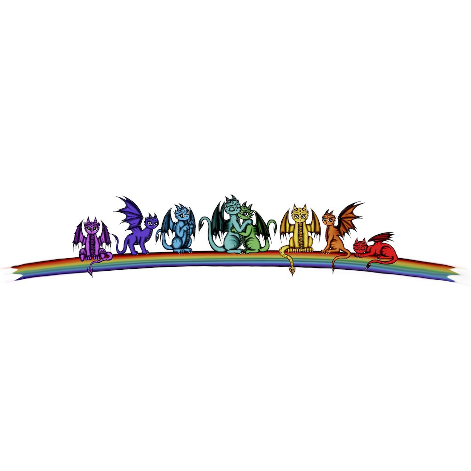 Rainbow Dragons Car Sticker - Oval Bumper Decal for Cars & Laptops