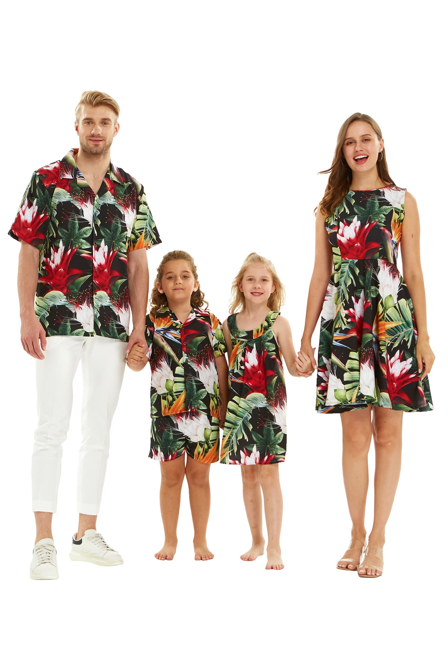 Hawaiian Luau Outfits for Family - Tropical Twilight Matching Shirts for Men, Women, Boys & Girls | Beach Party, Vacation, Summer Theme Party Wear