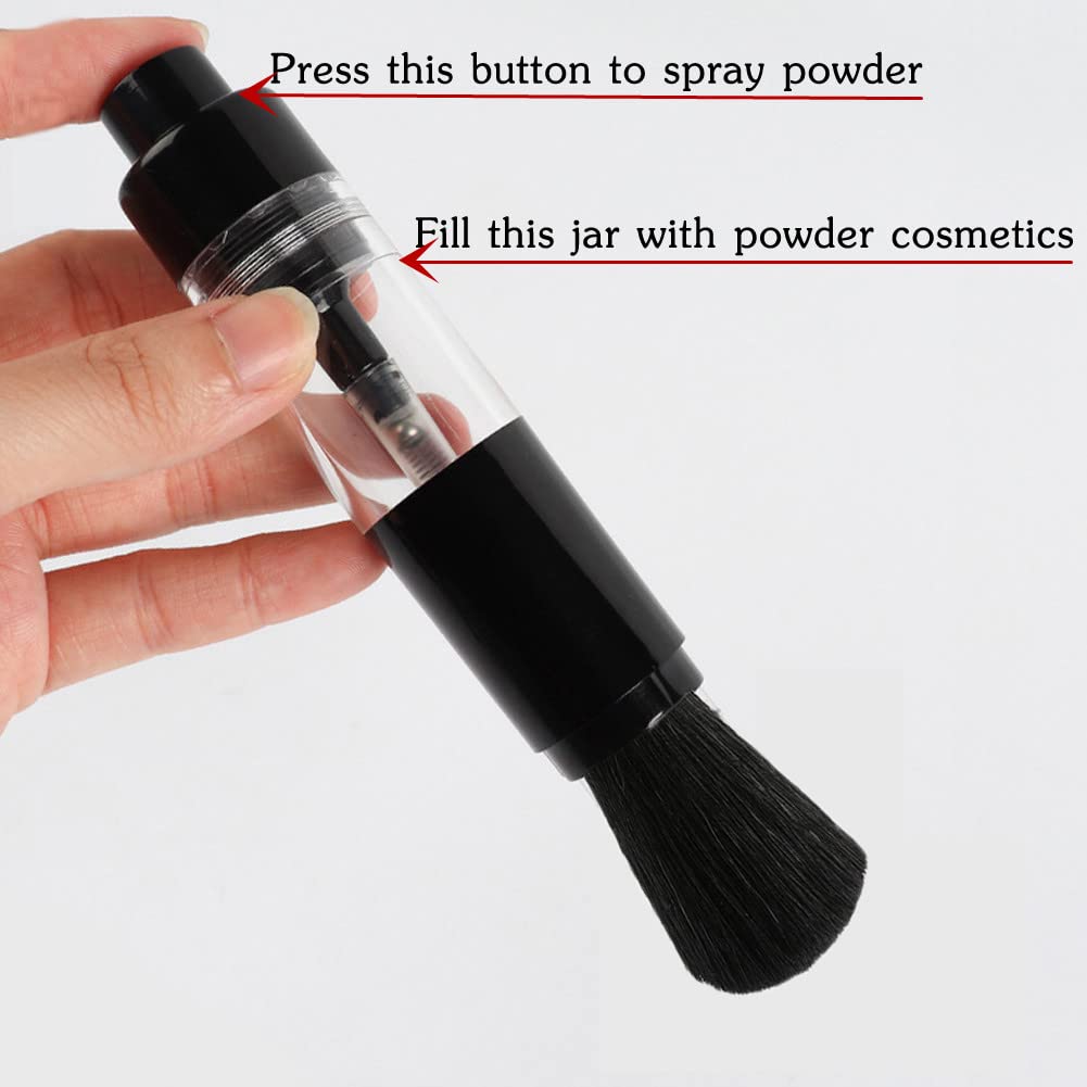 Refillable Powder Brush with Spray Applicator - Travel Blush & Contour Kit for Flawless Makeup (Black)
