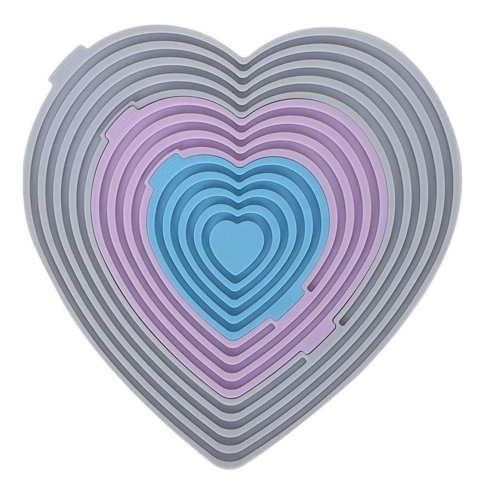 Teamsky 3-in-1 Silicone Trivet Mats Set - Premium Heart Shaped Heat Resistant Hot Pads for Kitchen, Non-Slip Multipurpose Drying Mats for Hot Dishes, Pots & Pans - Perfect for Dining Table, Countertop Protection & Gift Giving