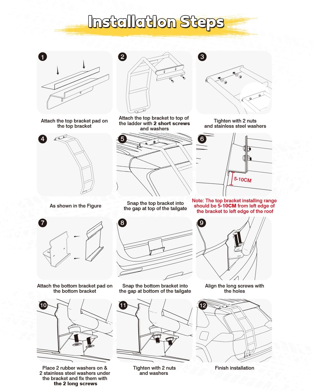 2019-2025 Toyota RAV4 Rear Tailgate Ladder - Heavy Duty Left Side Accessory for Off-Roading, Camping & Roof Rack Access