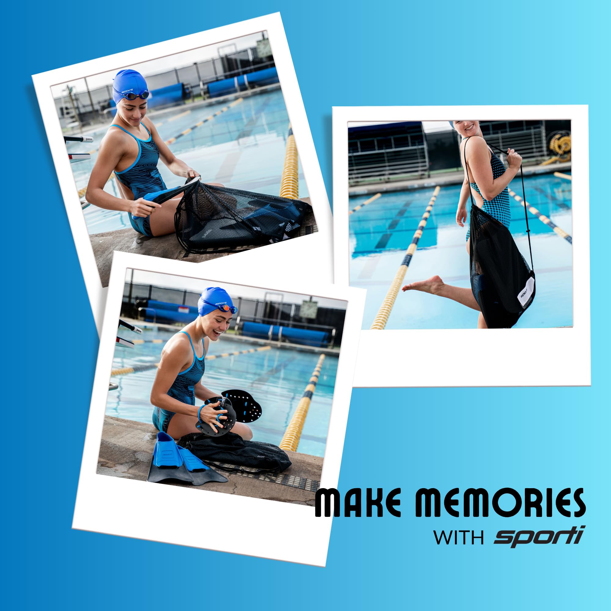 Sporti Mesh Drawstring Backpack - Waterproof Swim Bag for Swimmers & Beach Gear - Lightweight Sports Equipment Storage for Pool, Gym & Travel Accessories
