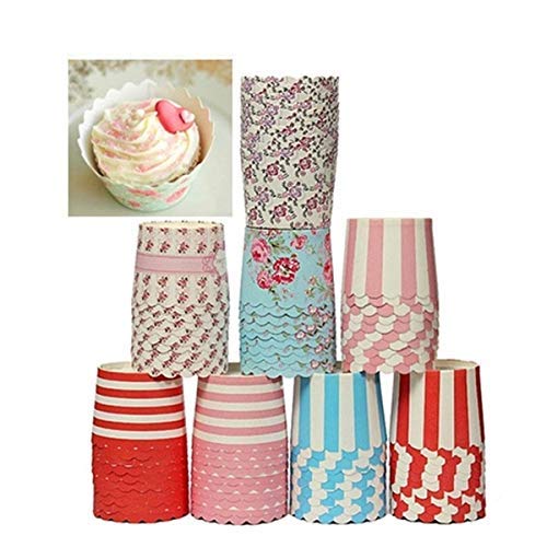 AmigozZ 50-Pack Grease-Proof Mini Baking Paper Cups - Muffin Liners, Ice Cream Cups & Dessert Cups with Random Colors & Designs | Perfect for Party Favors, Birthday Treats & Home Baking