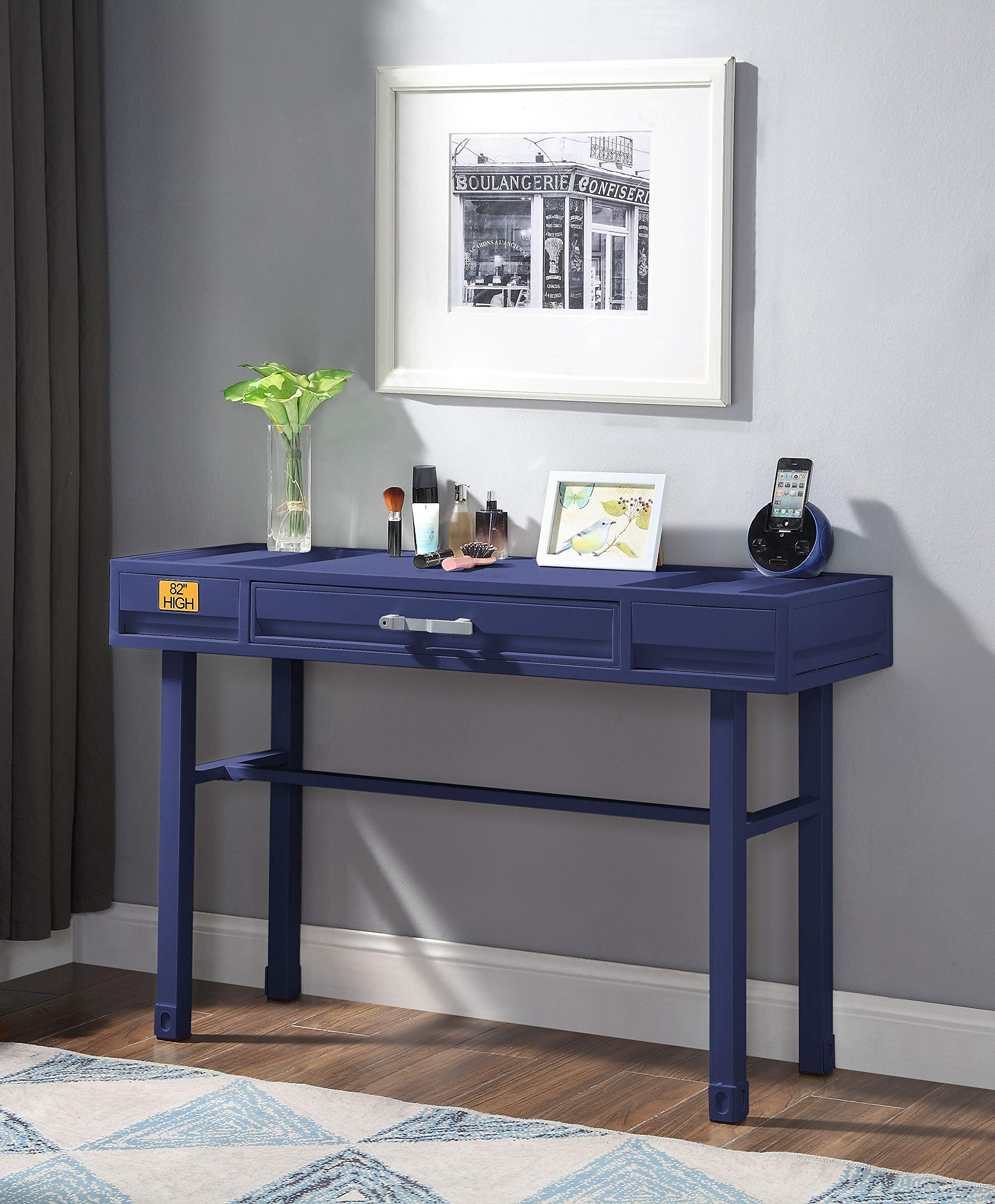 Blue Acme Cargo Vanity Desk for Home Office & Makeup