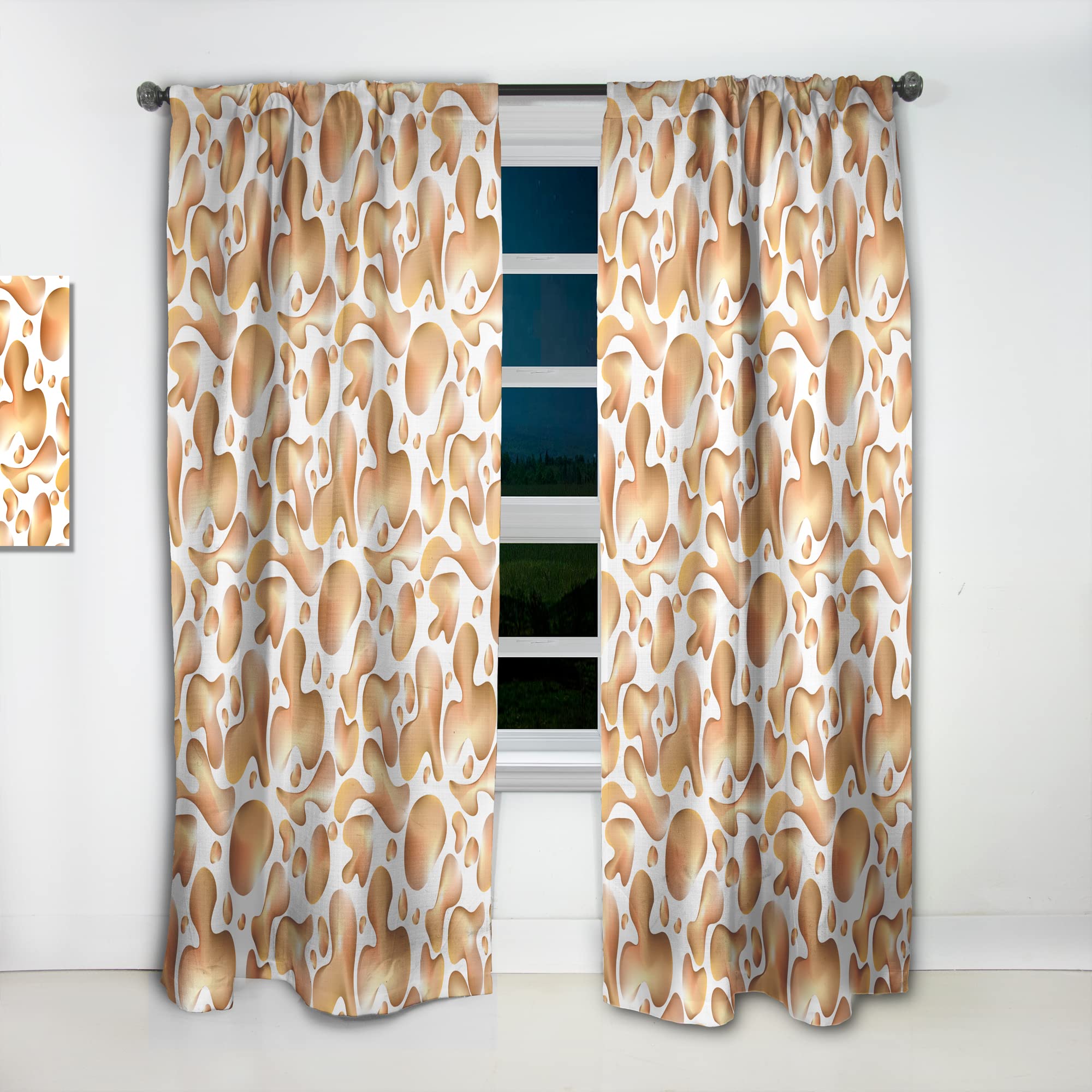 DesignQ 'Liquid Gold I' Thermal Insulated Curtains - 52x108 Single Panel for Bedroom & Living Room - Blackout Drapes for Home Decor, Energy Saving & Privacy